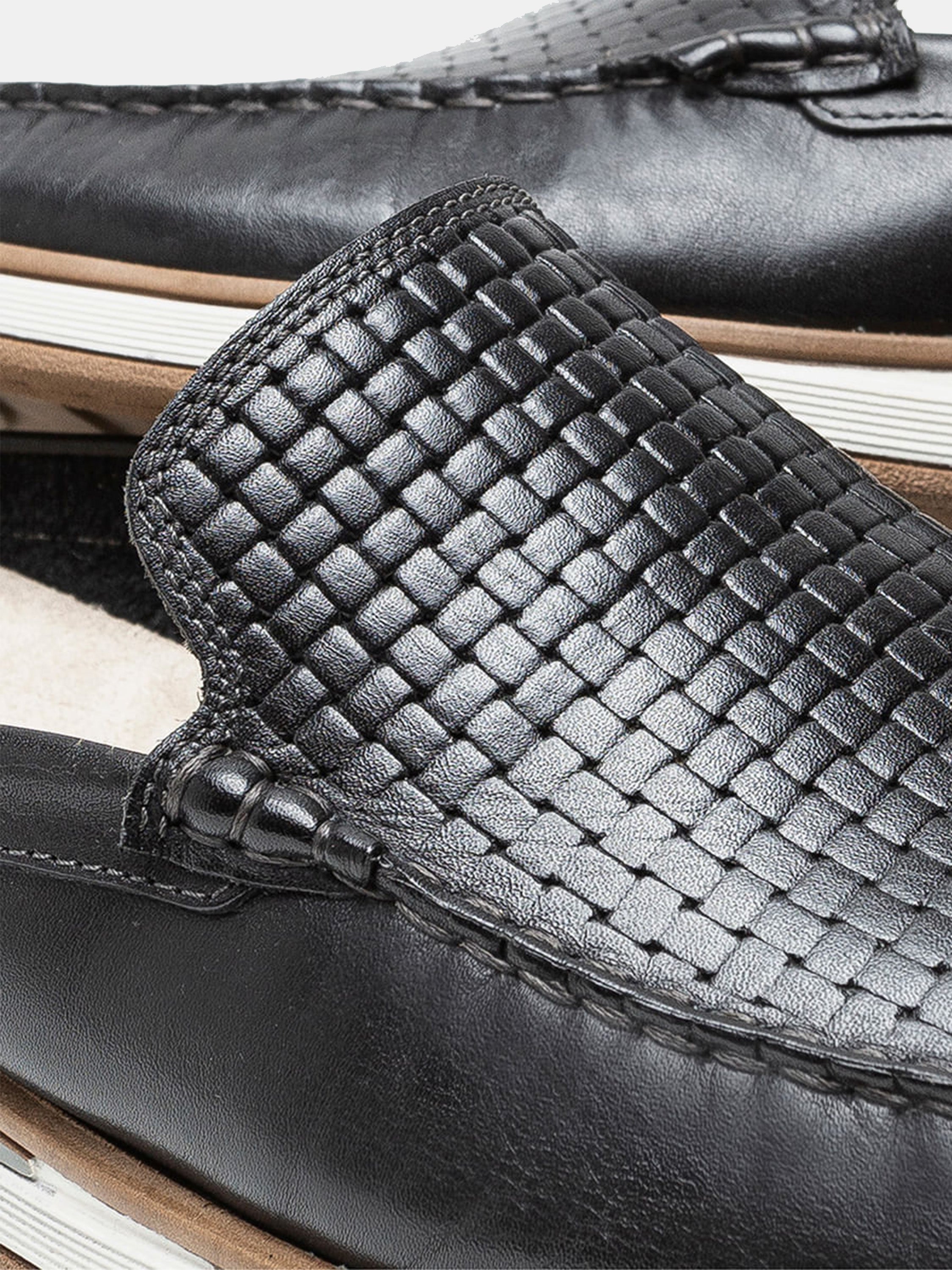 Democrata Men's Denim Flow Mules #color_Black