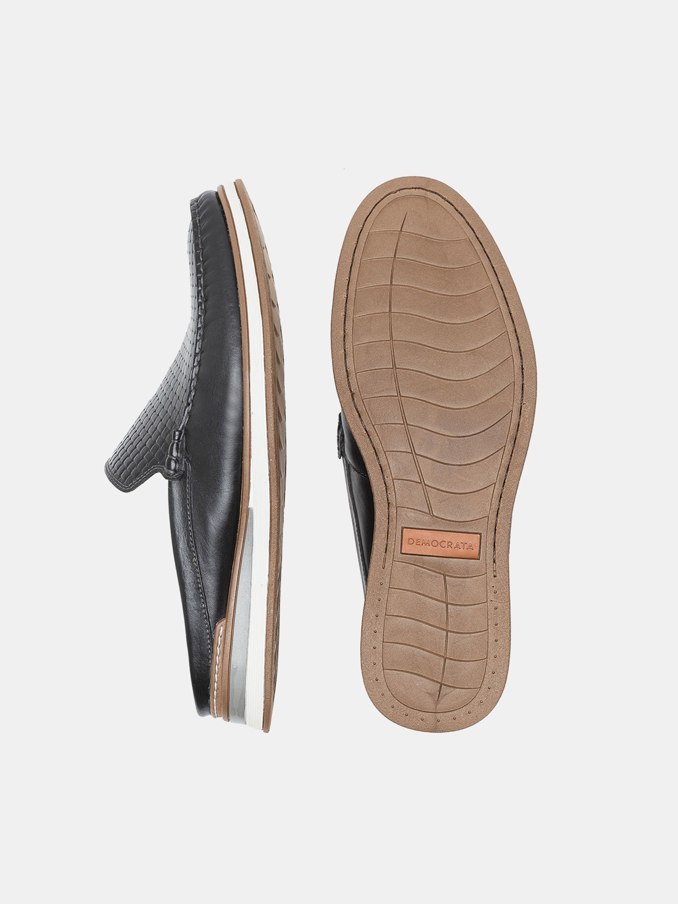 Democrata Men's Denim Flow Mules #color_Black