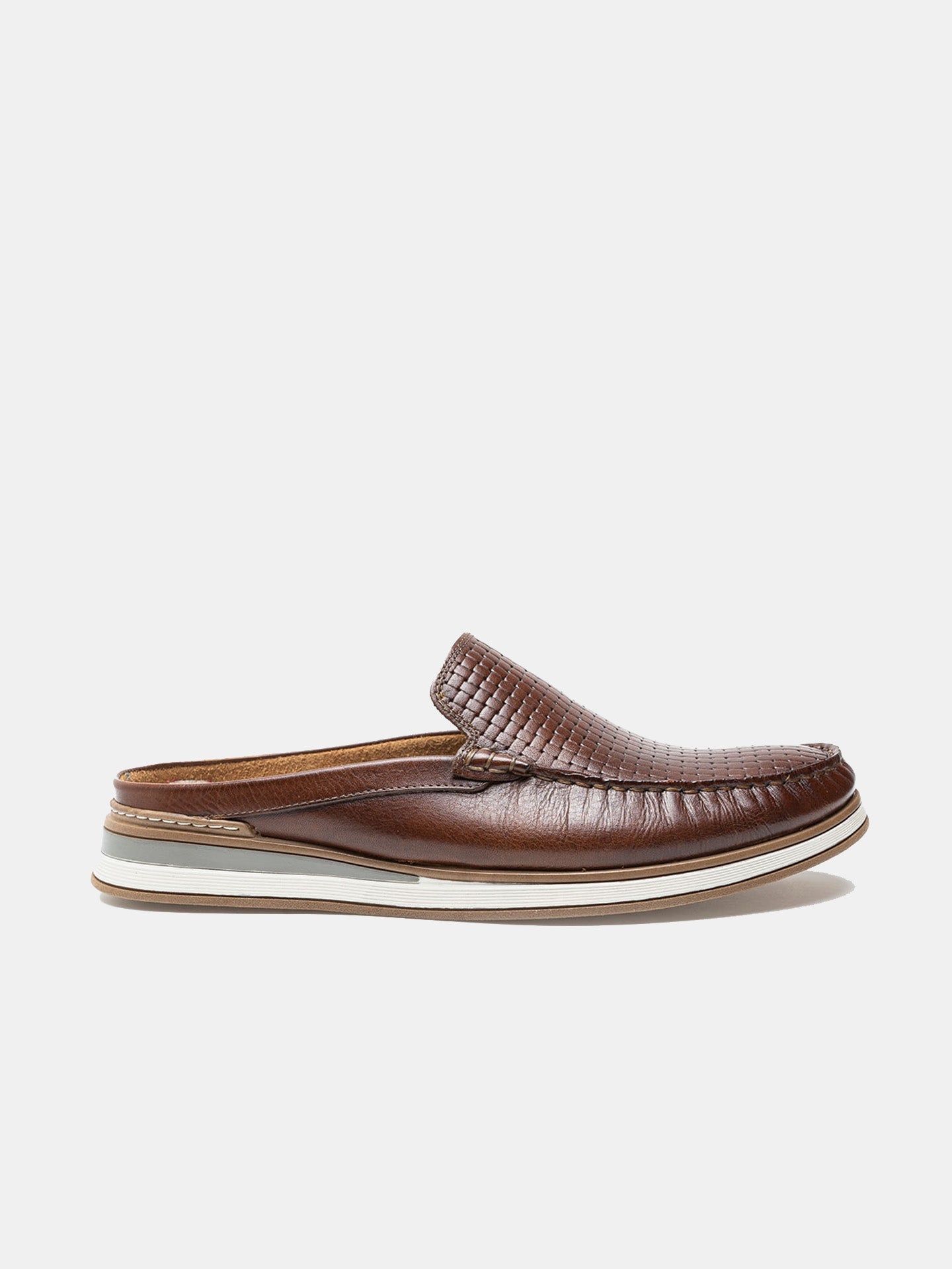 Democrata Men's Denim Flow Mules #color_Brown