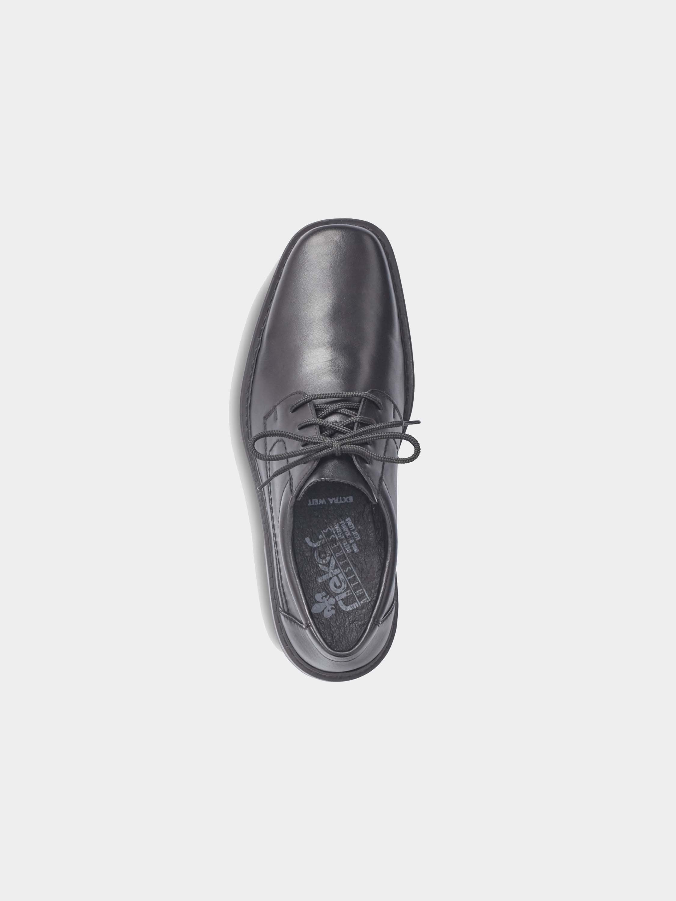 Rieker B0810-00 Men's Square Toe Formal Leather Shoes #color_Black