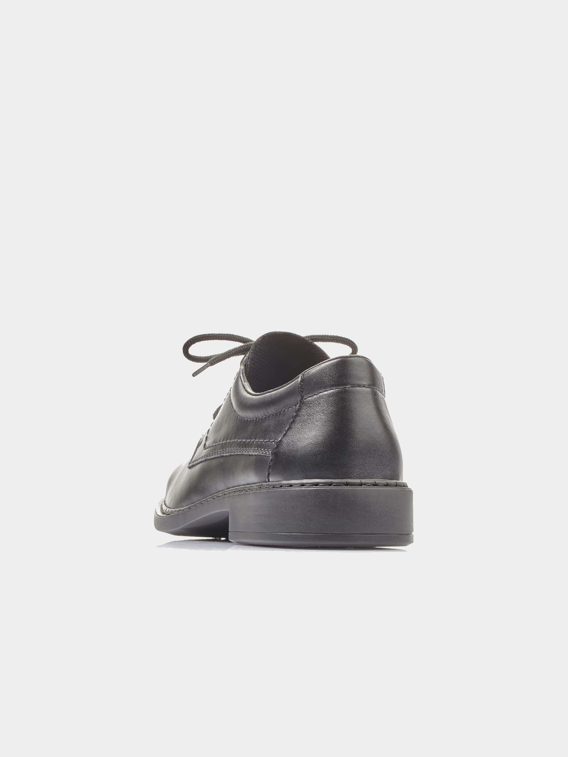 Rieker B0810-00 Men's Square Toe Formal Leather Shoes #color_Black