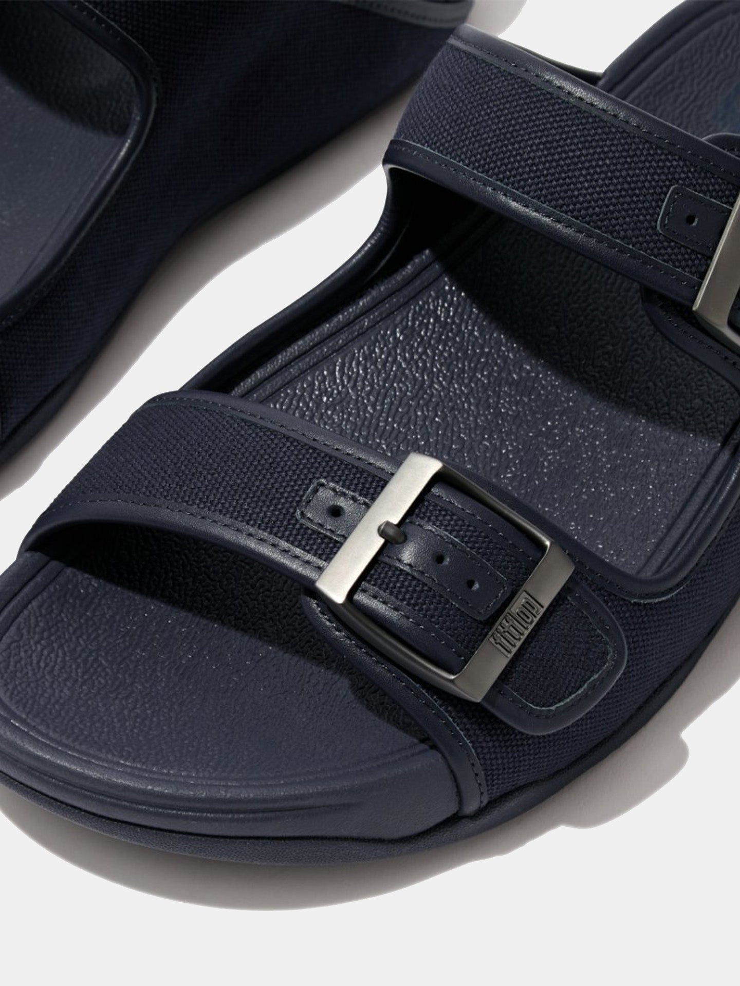 Fitflop Men's Gogh Moc Buckle Canvas Slides #color_Navy