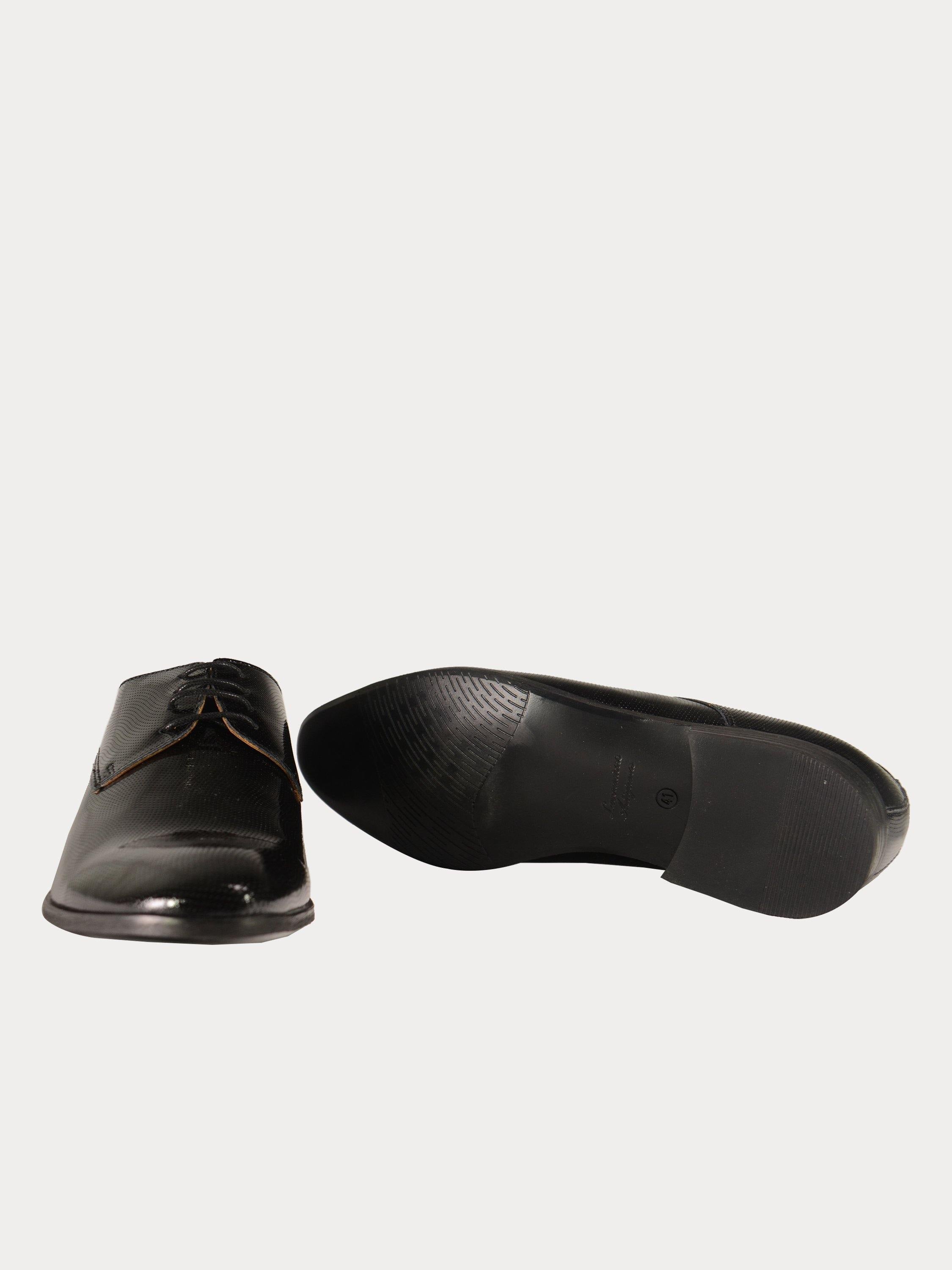 Franzini Men Formal Shoes in Black Leather #color_Black