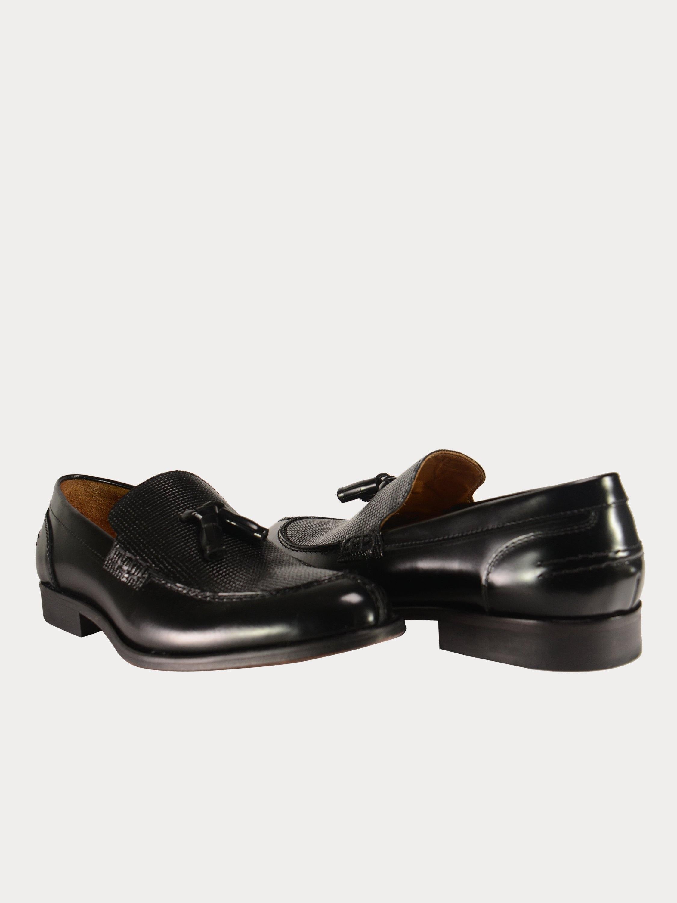 Franzini Men Formal Slip On Leather Shoes #color_Black