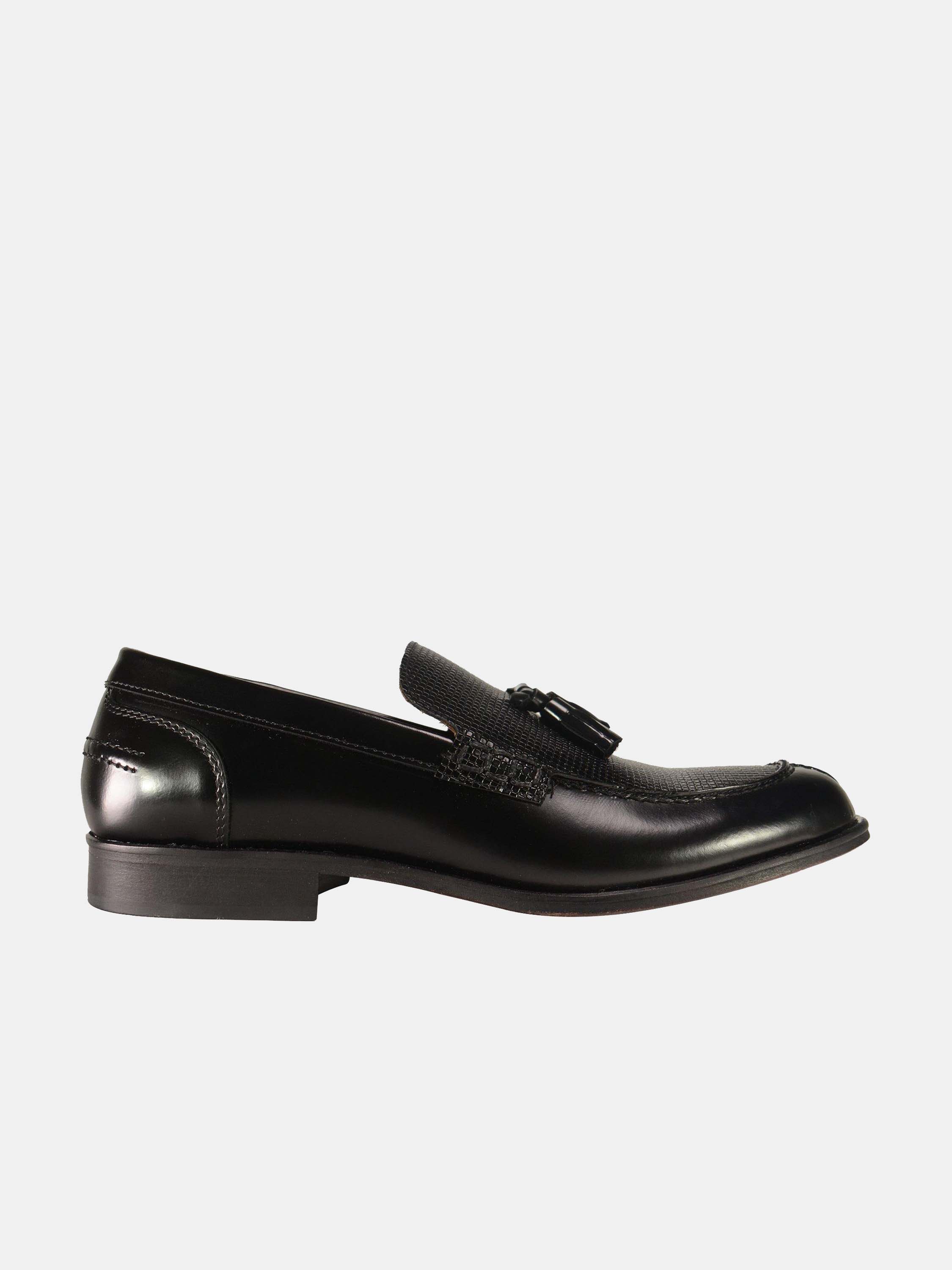 Franzini Men Formal Slip On Leather Shoes #color_Black