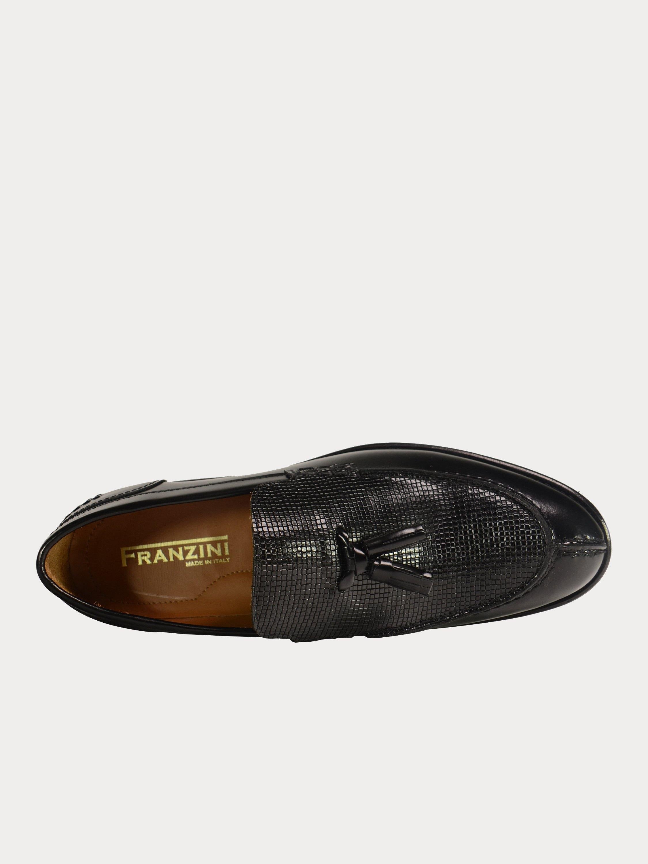 Franzini Men Formal Slip On Leather Shoes #color_Black