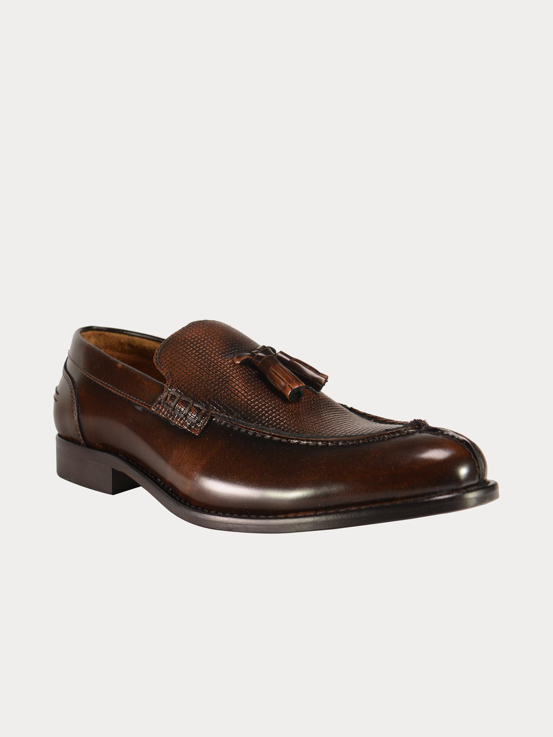 Franzini Men Formal Slip On Leather Shoes #color_Maroon