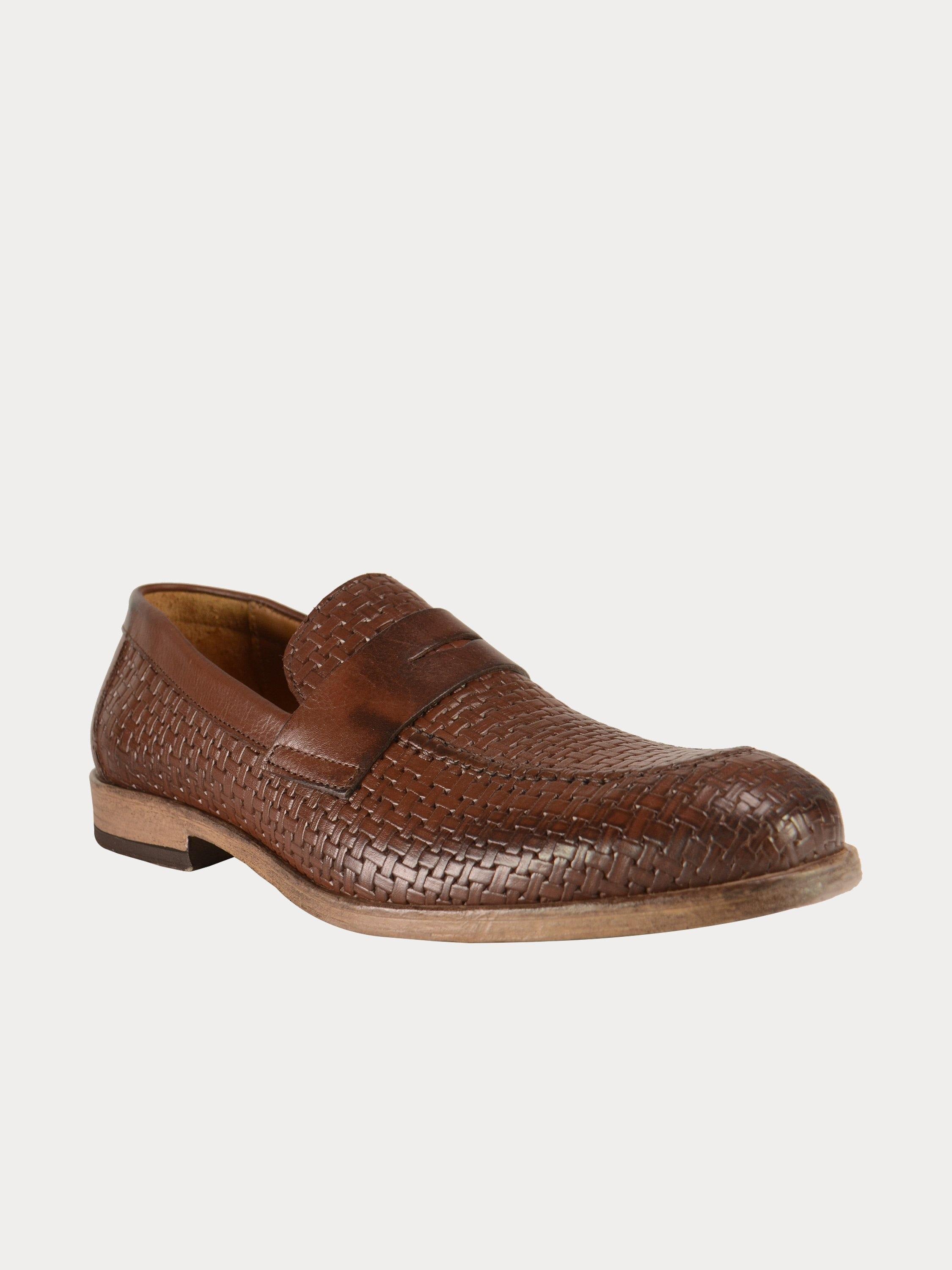 Franzini Men Weave Detailed Formal Leather Shoes #color_Brown