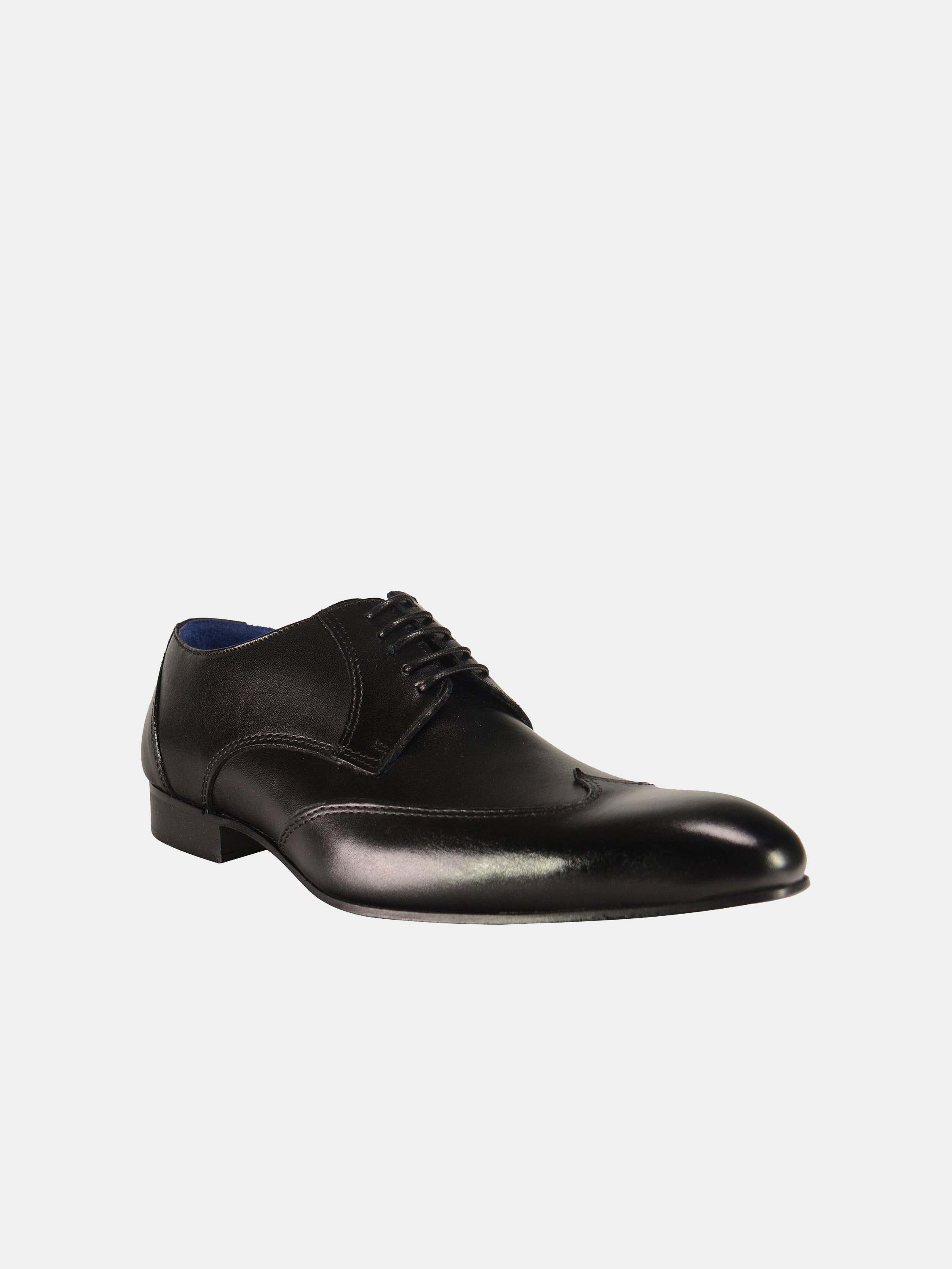 Franzini Men's Lace Up Formal Leather Shoes #color_Black