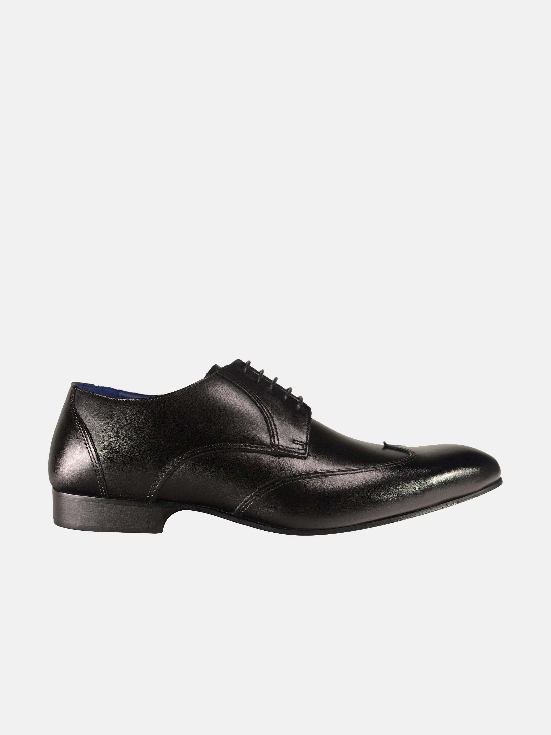 Franzini Men's Lace Up Formal Leather Shoes #color_Black