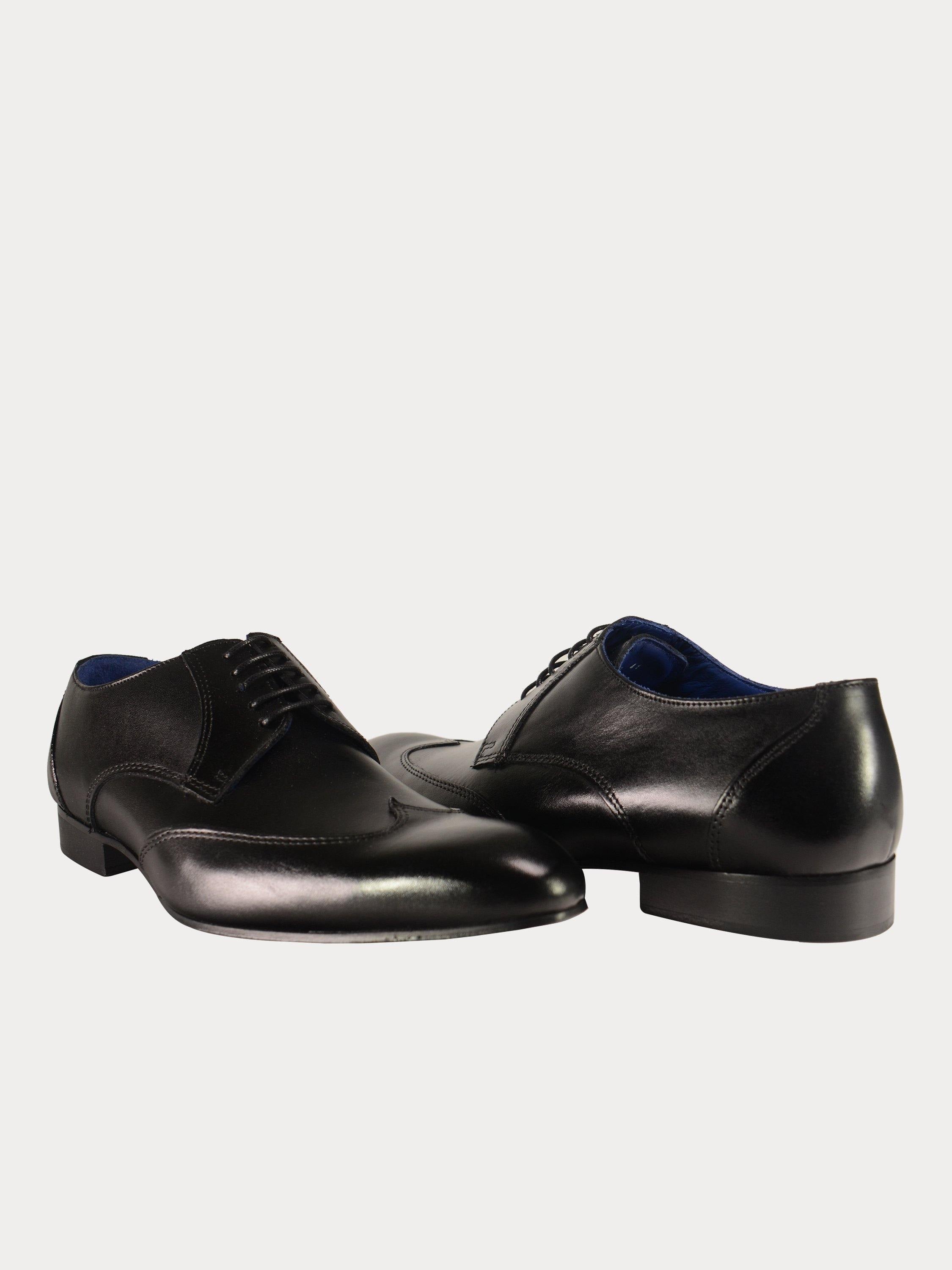 Franzini Men's Lace Up Formal Leather Shoes #color_Black