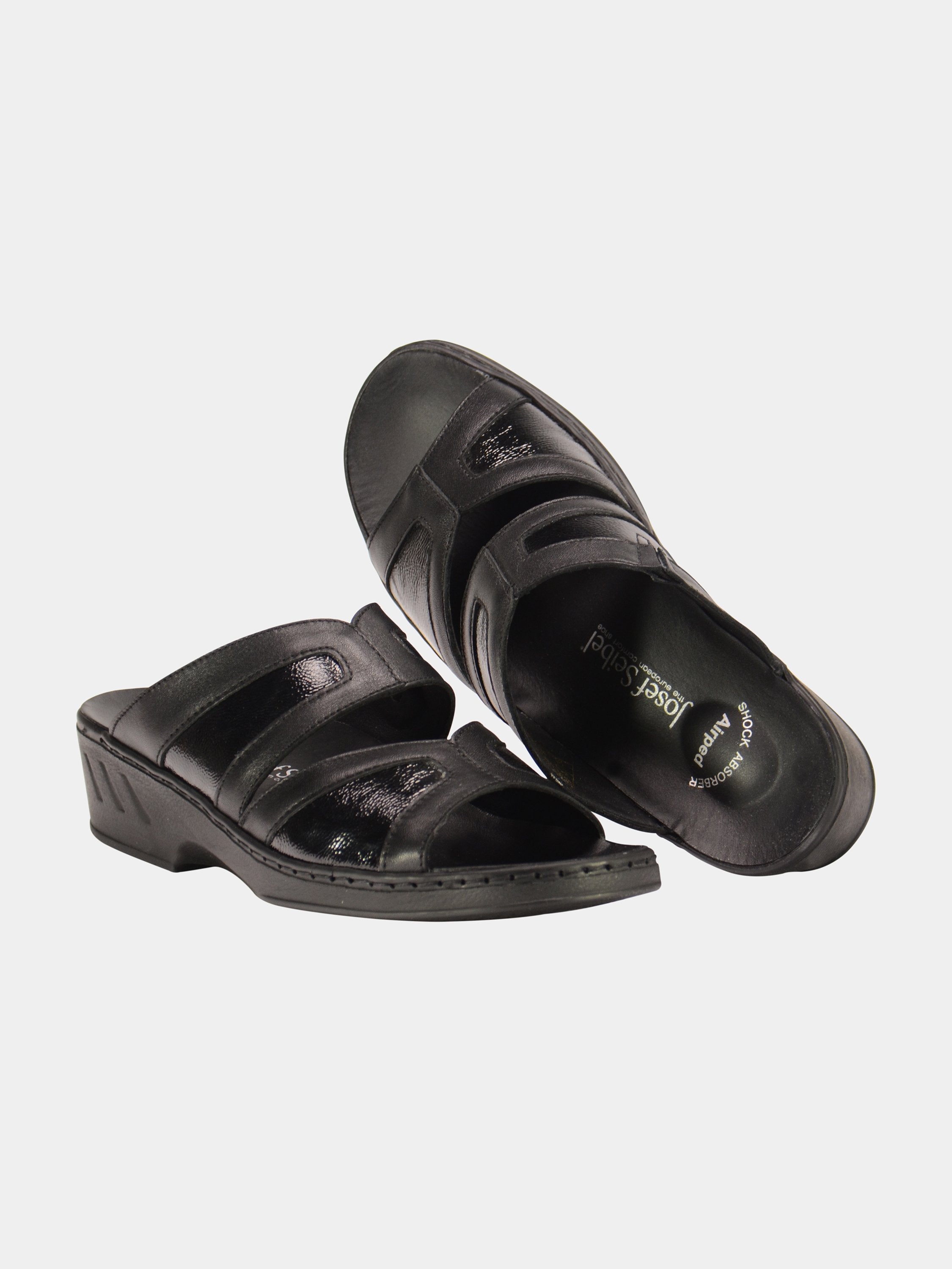 Josef Seibel Airped Insoled Slider Sandals #color_Black