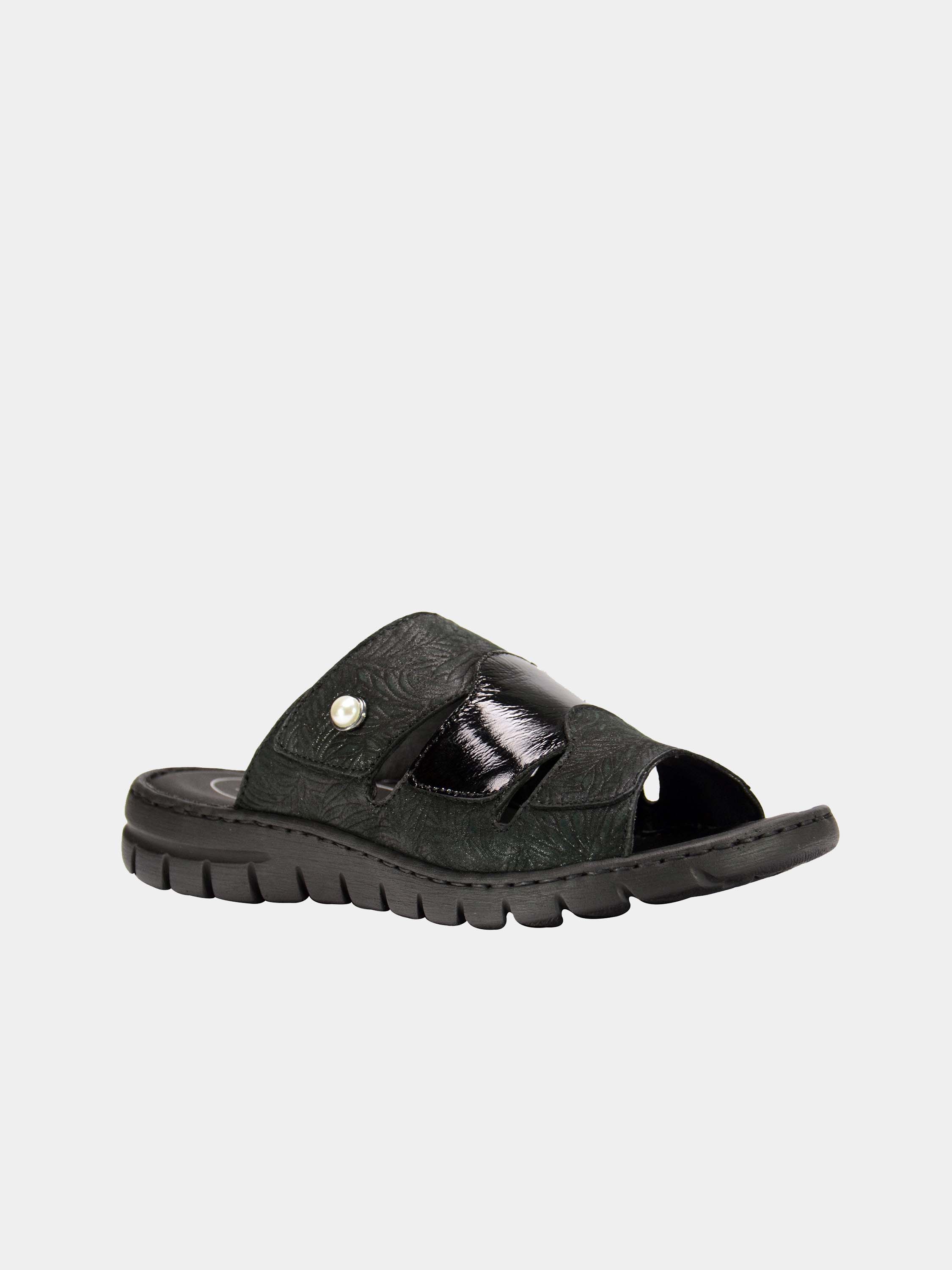 Josef Seibel Chinoiserie Pearl Slider Sandals #color_Black
