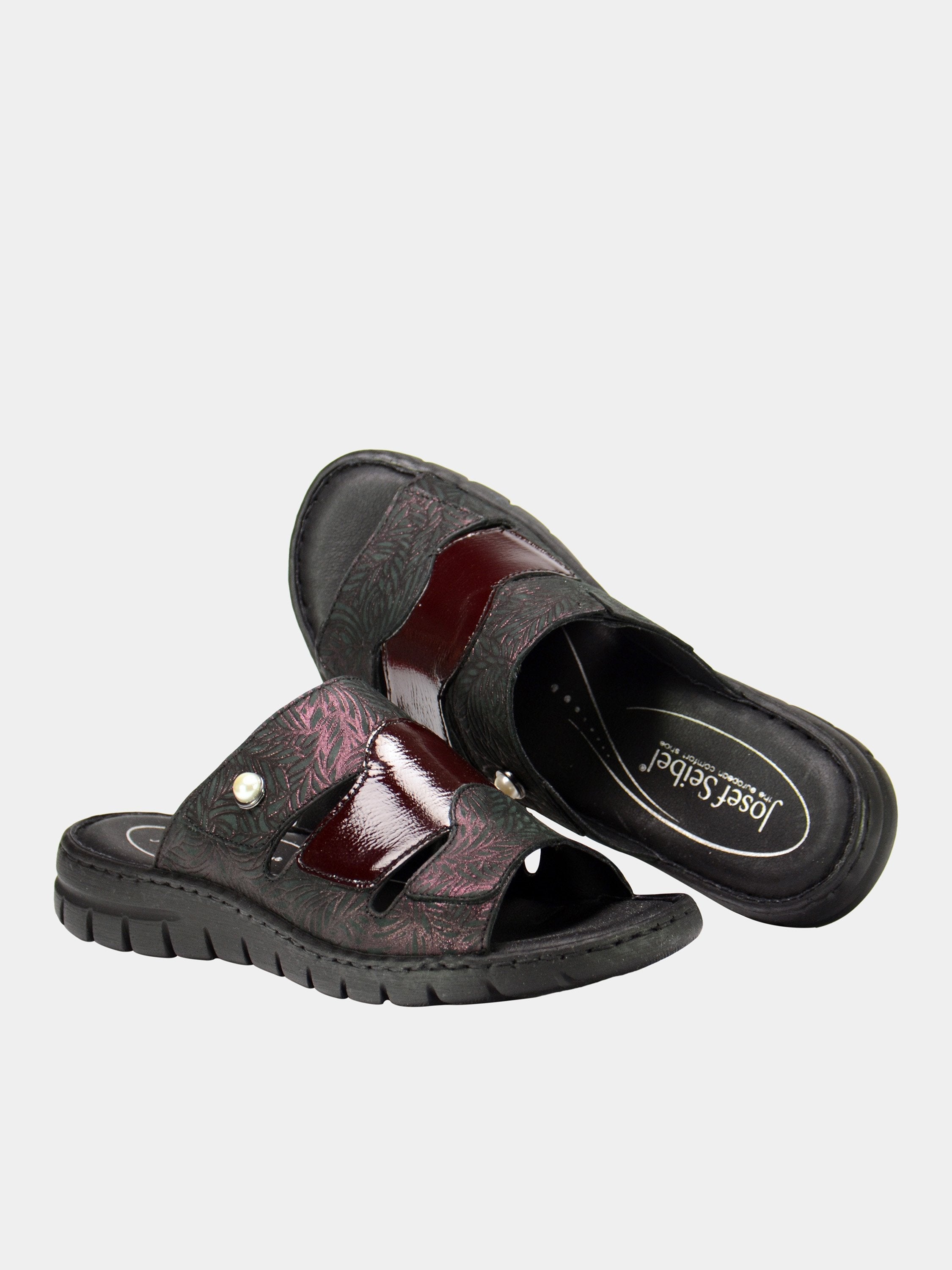 Josef Seibel Chinoiserie Pearl Slider Sandals #color_Maroon