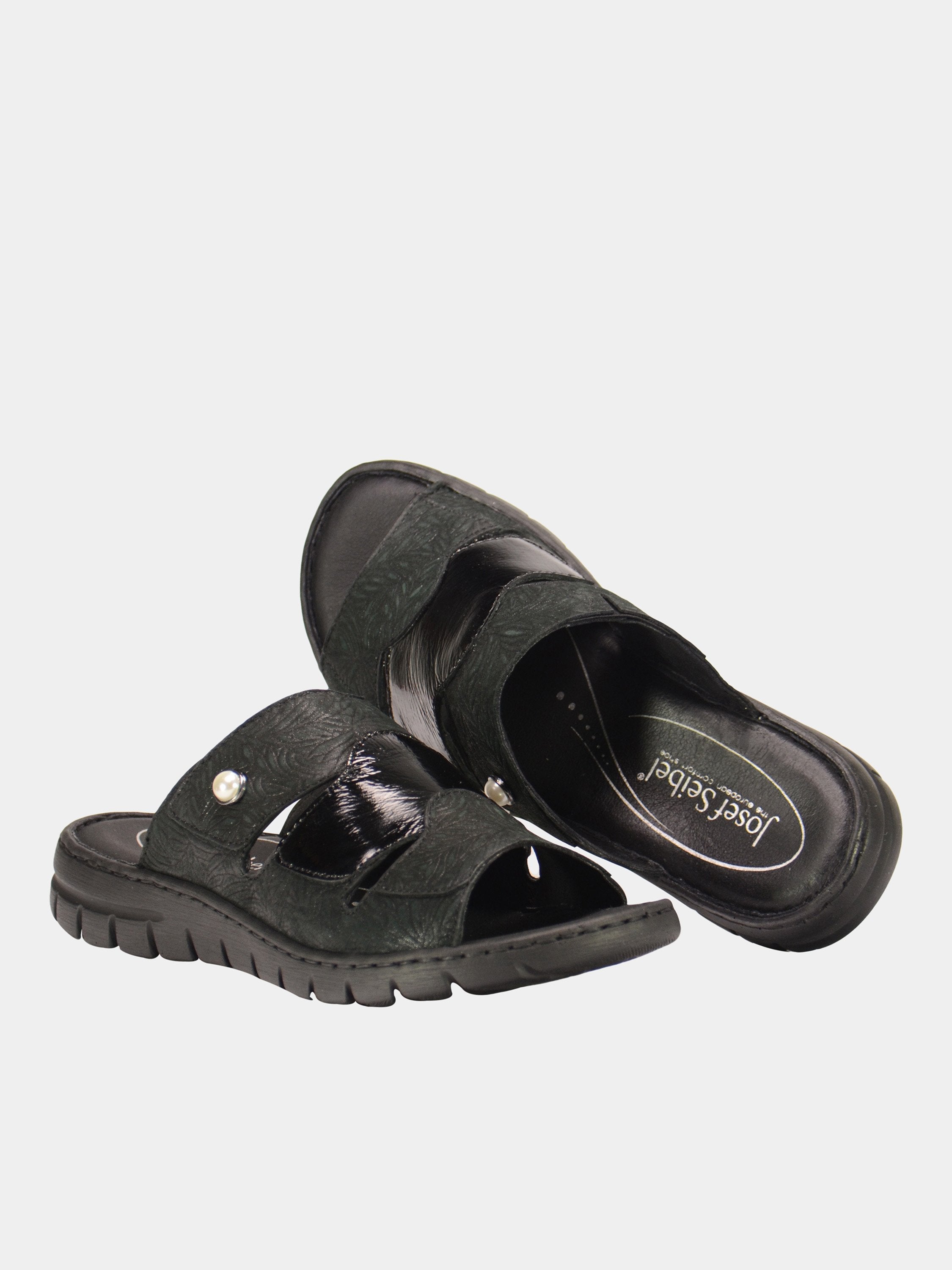 Josef Seibel Chinoiserie Pearl Slider Sandals #color_Black