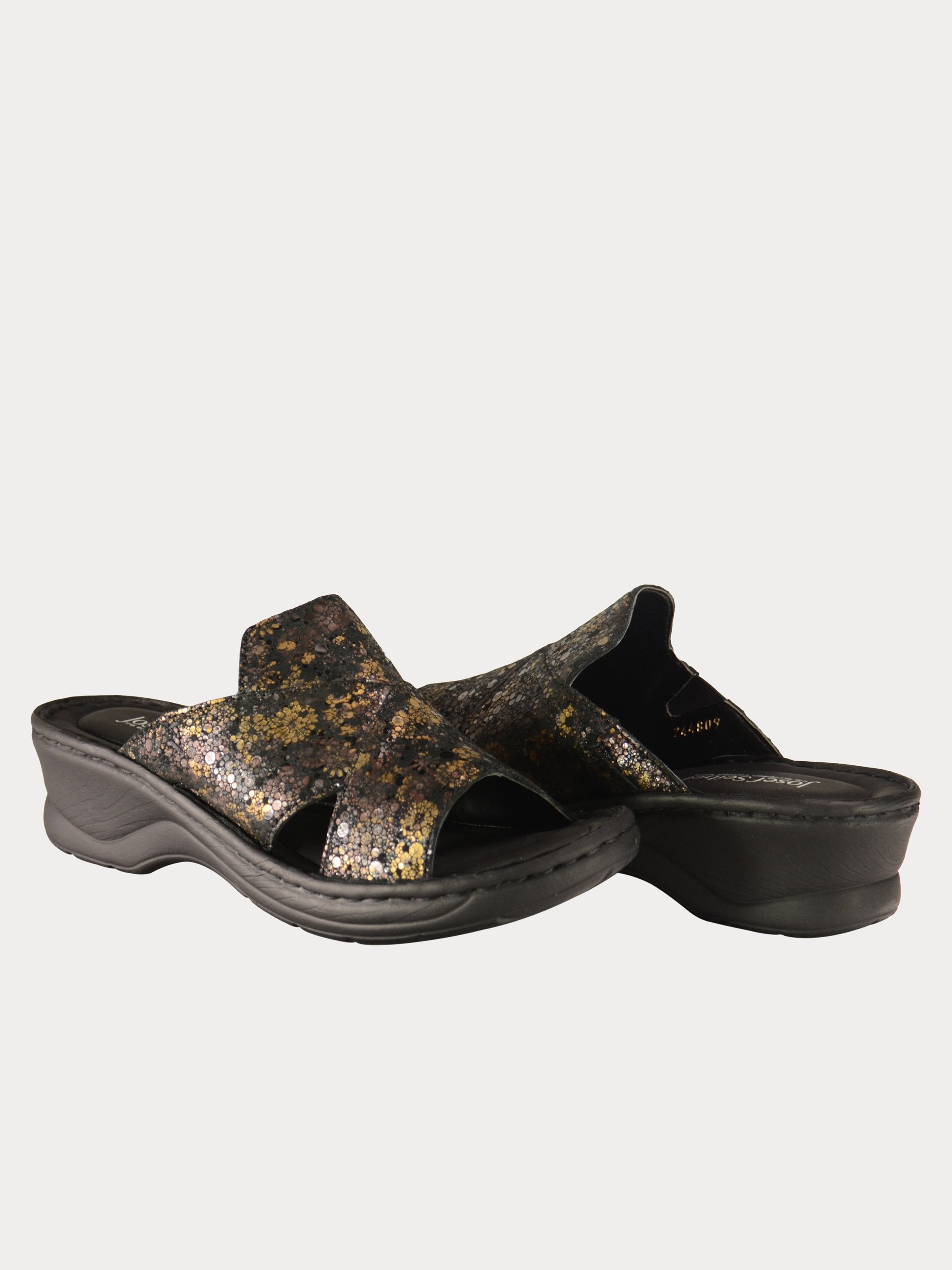 Josef Seibel Floral Detailed Slider Sandals #color_Gray