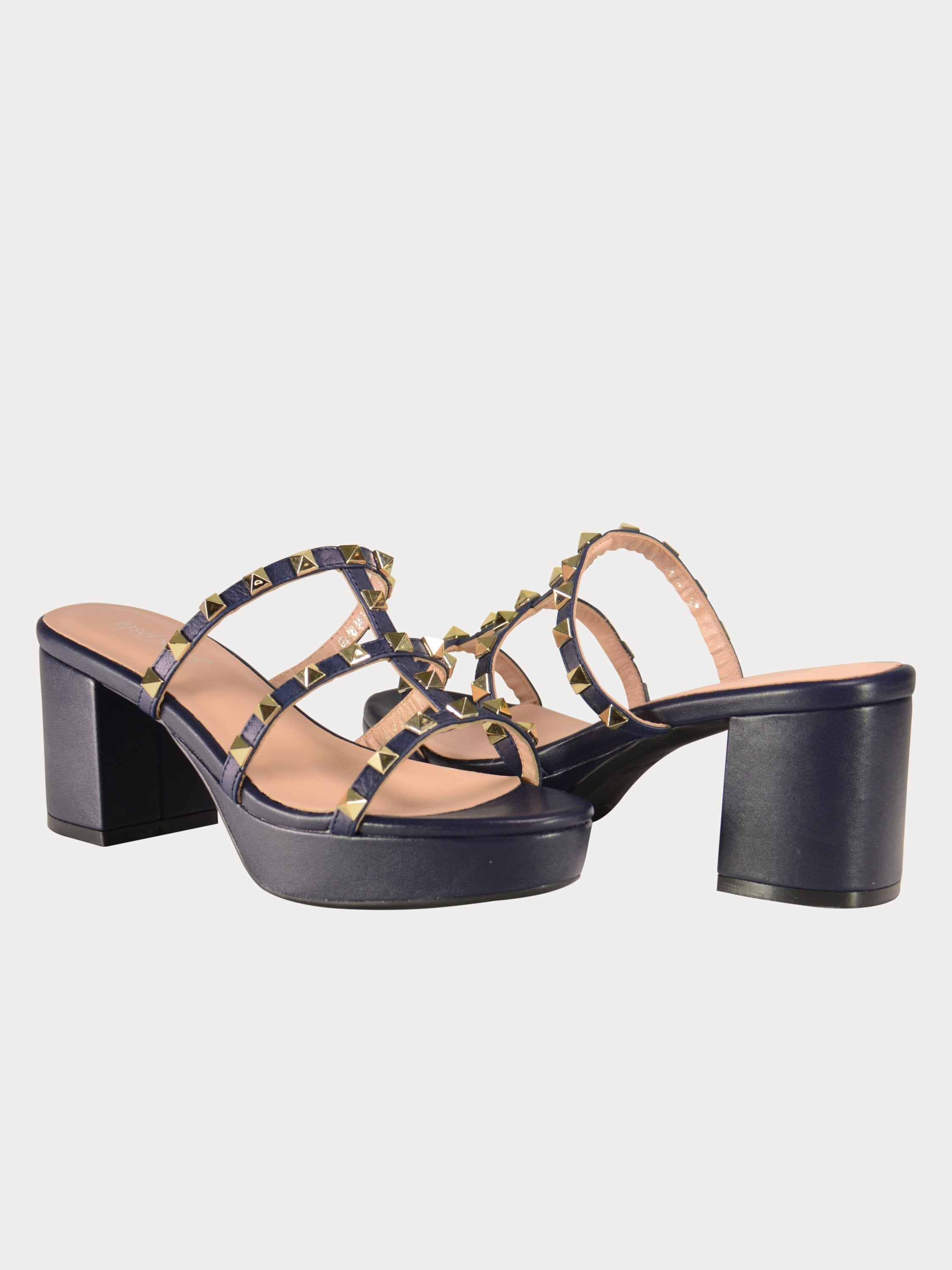 Josef Seibel Gold Studded Heel Sandals #color_Blue