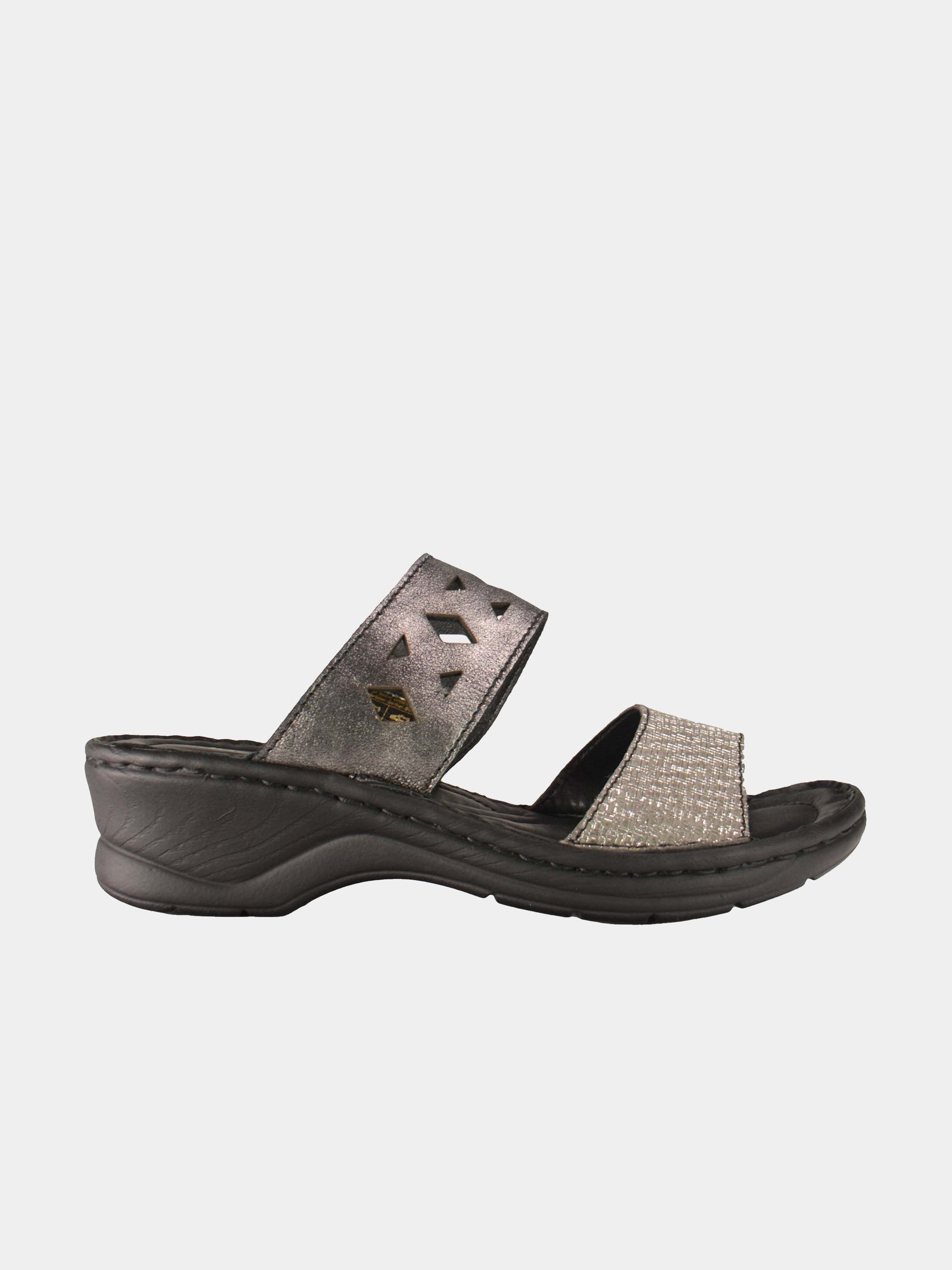 Josef Seibel Harlequin Cut Slider Leather Sandals #color_Gray