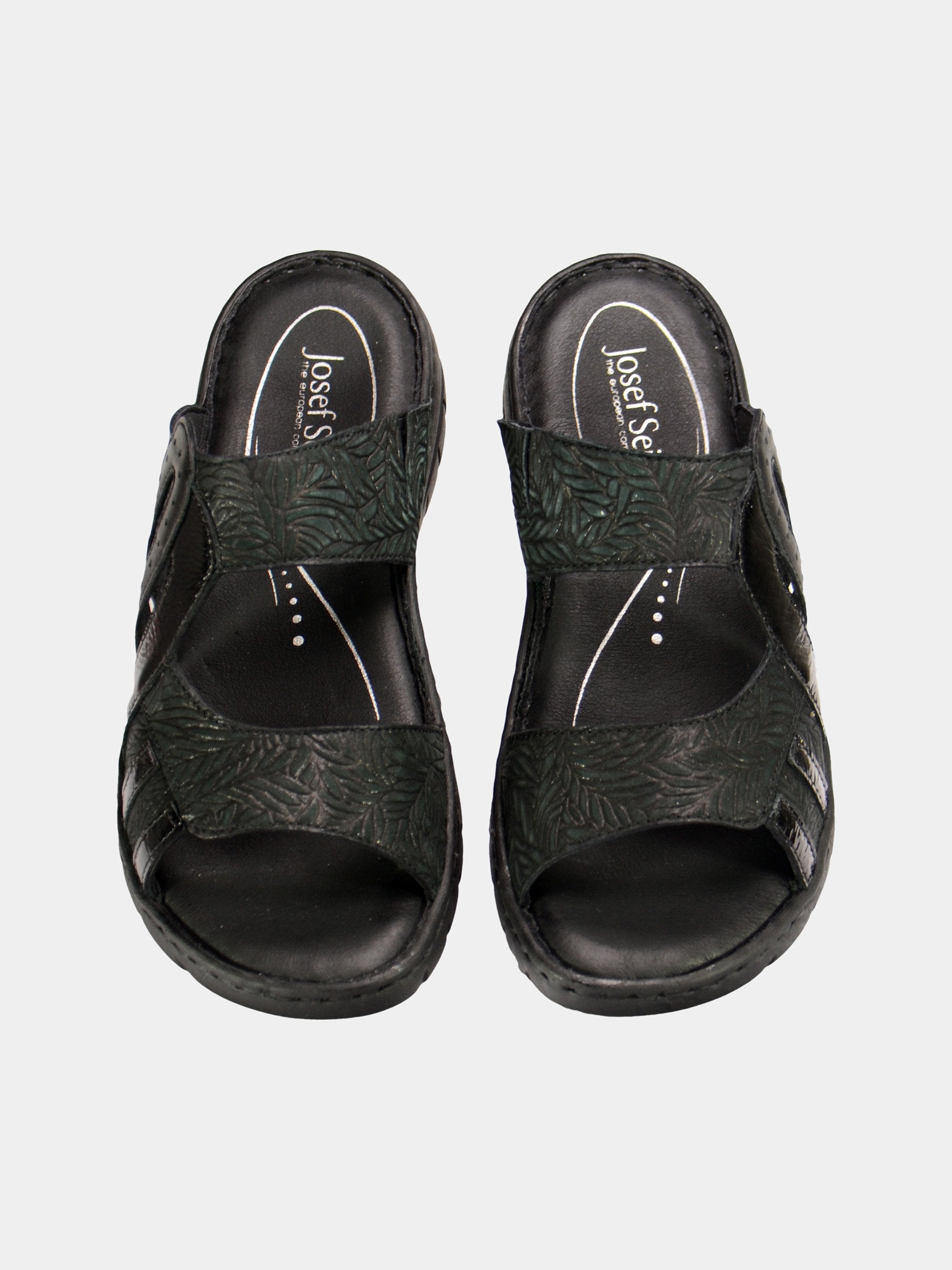 Josef Seibel Maze Slider Leather Sandals #color_Black