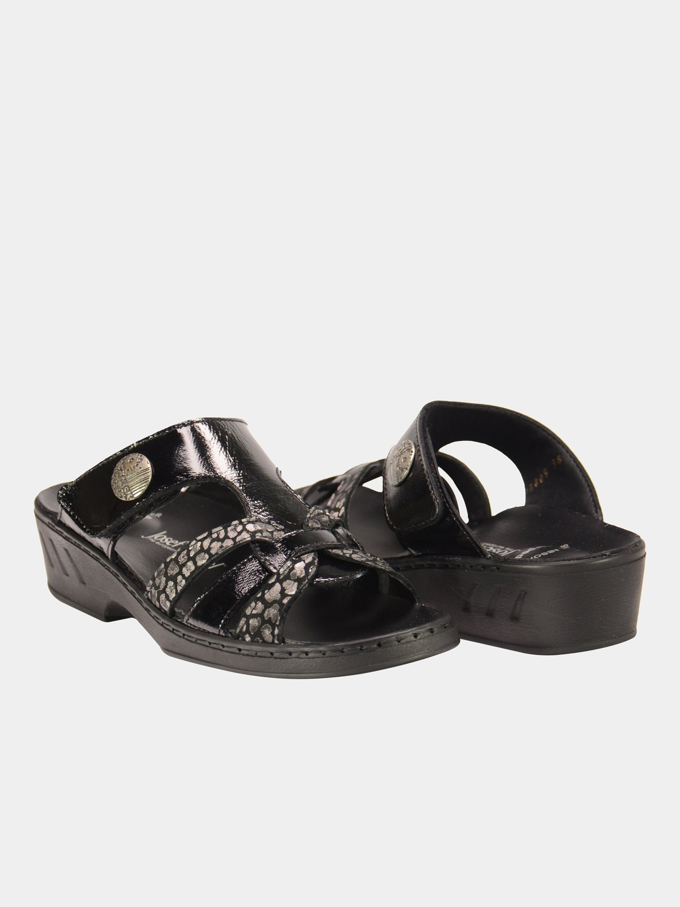 Josef Seibel Ornamental Detail Strap Sandals #color_Black