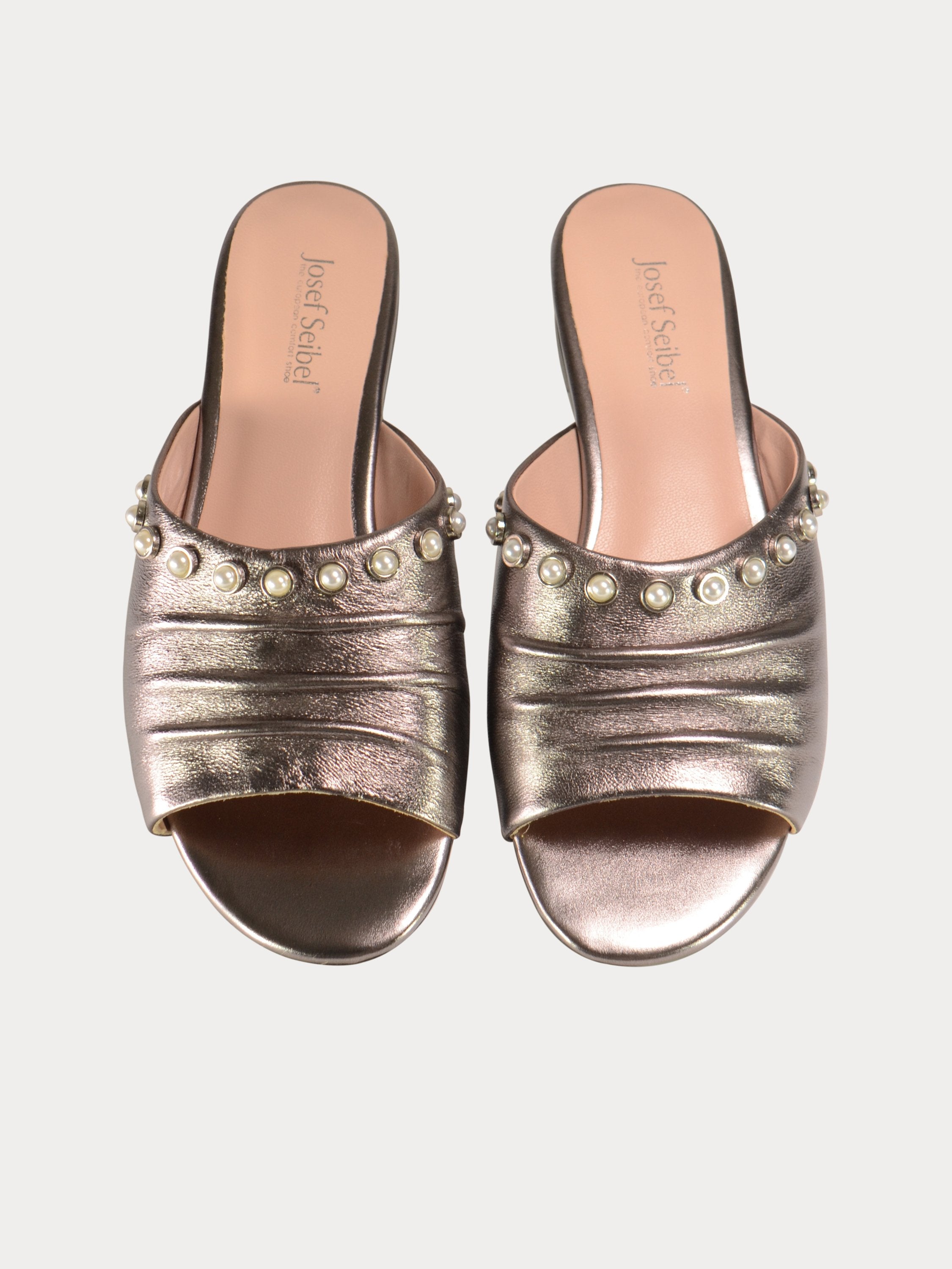 Josef Seibel Pearl Studded Slider Sandals #color_Gray