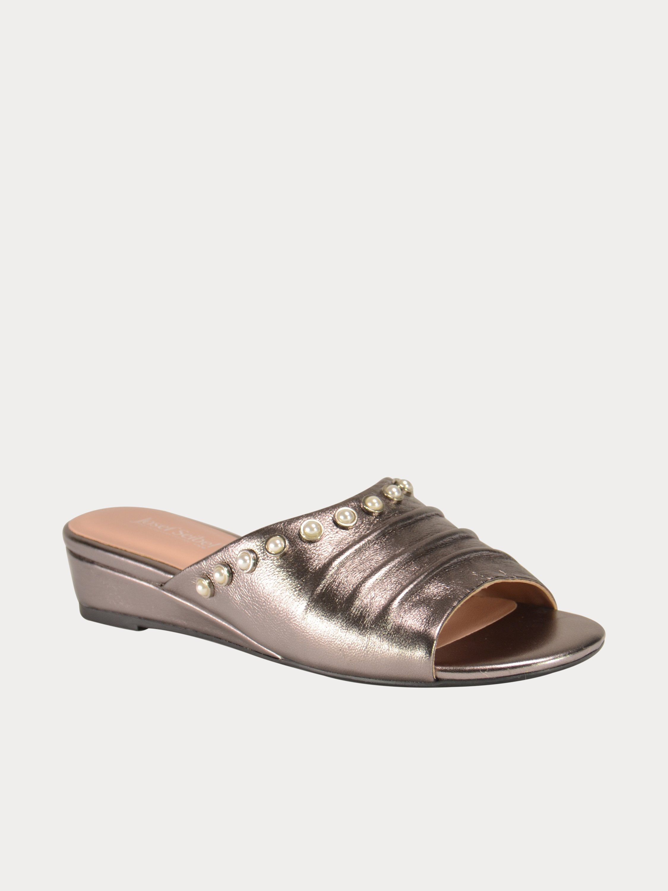 Josef Seibel Pearl Studded Slider Sandals #color_Gray