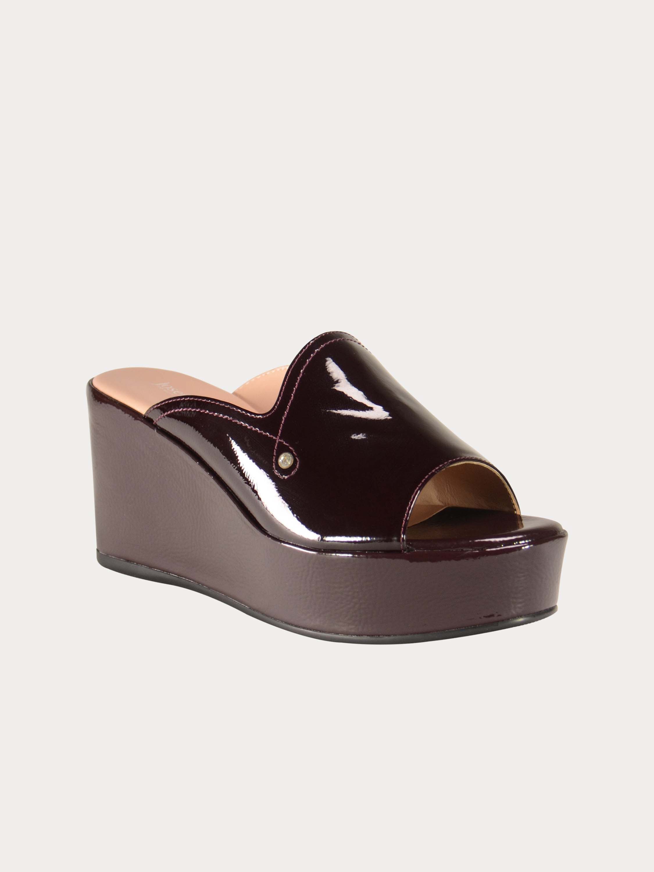 Josef Seibel Shiny Leather Wedges #color_Maroon