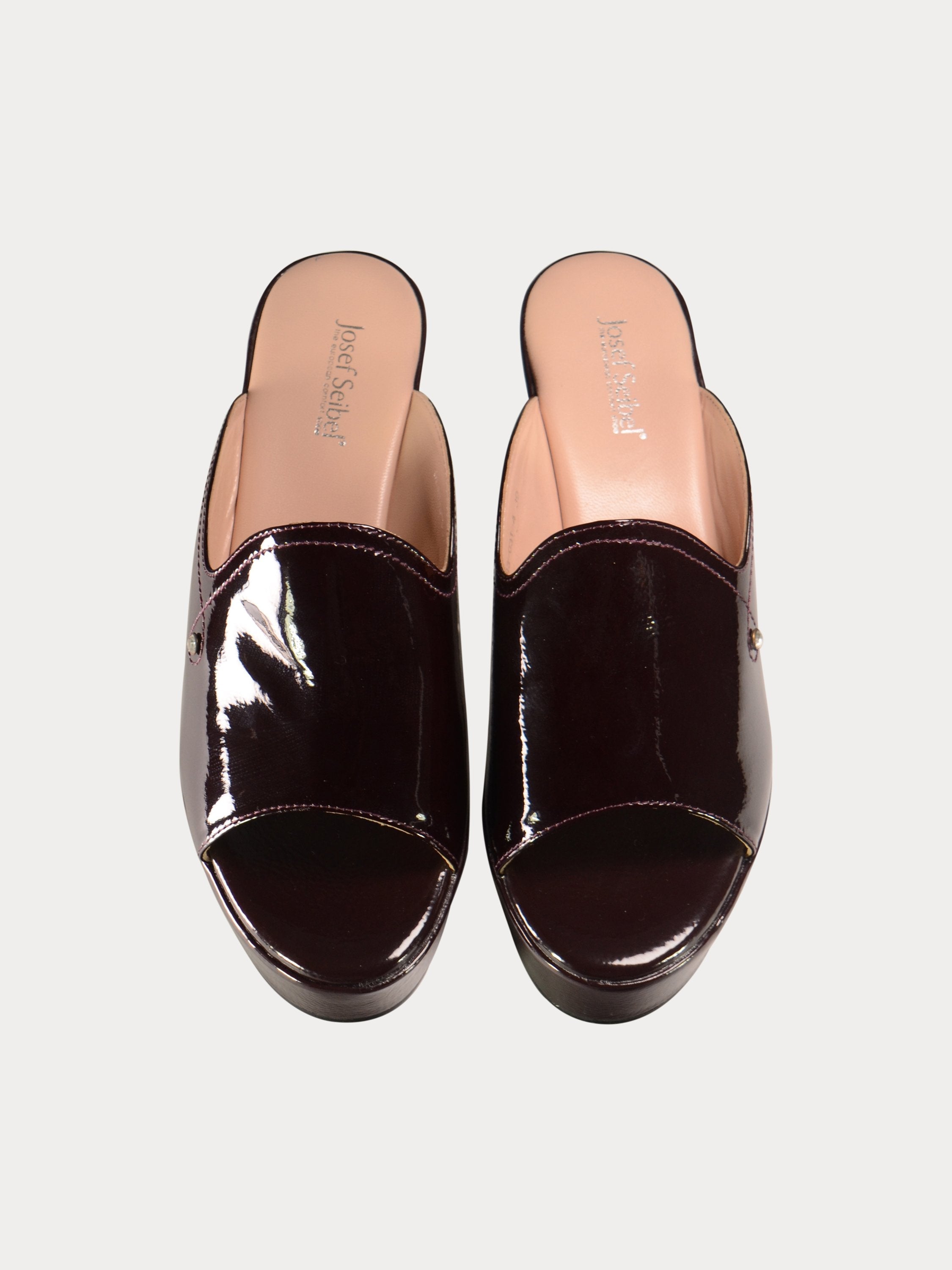 Josef Seibel Shiny Leather Wedges #color_Maroon