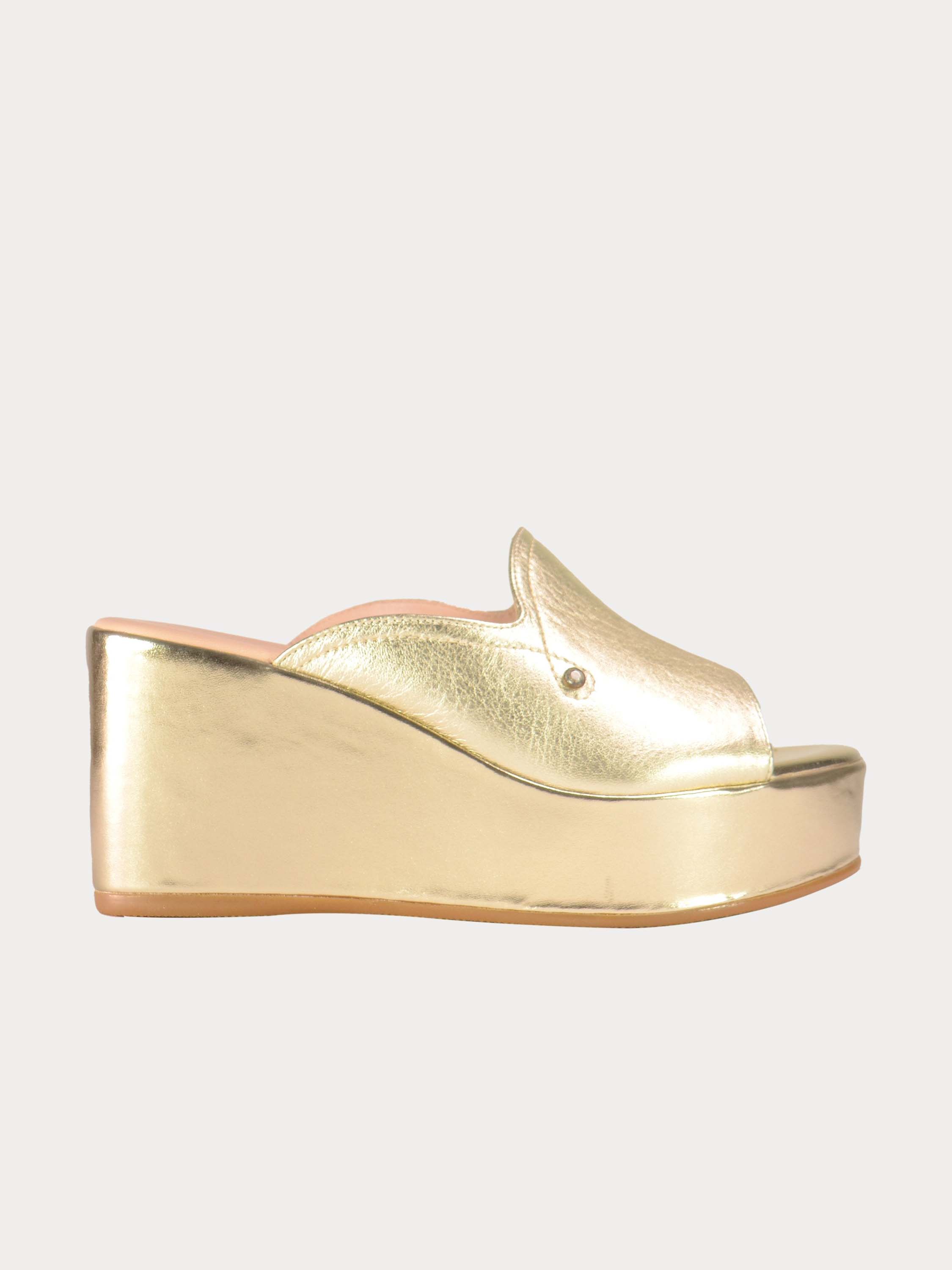 Josef Seibel Shiny Leather Wedges #color_Gold