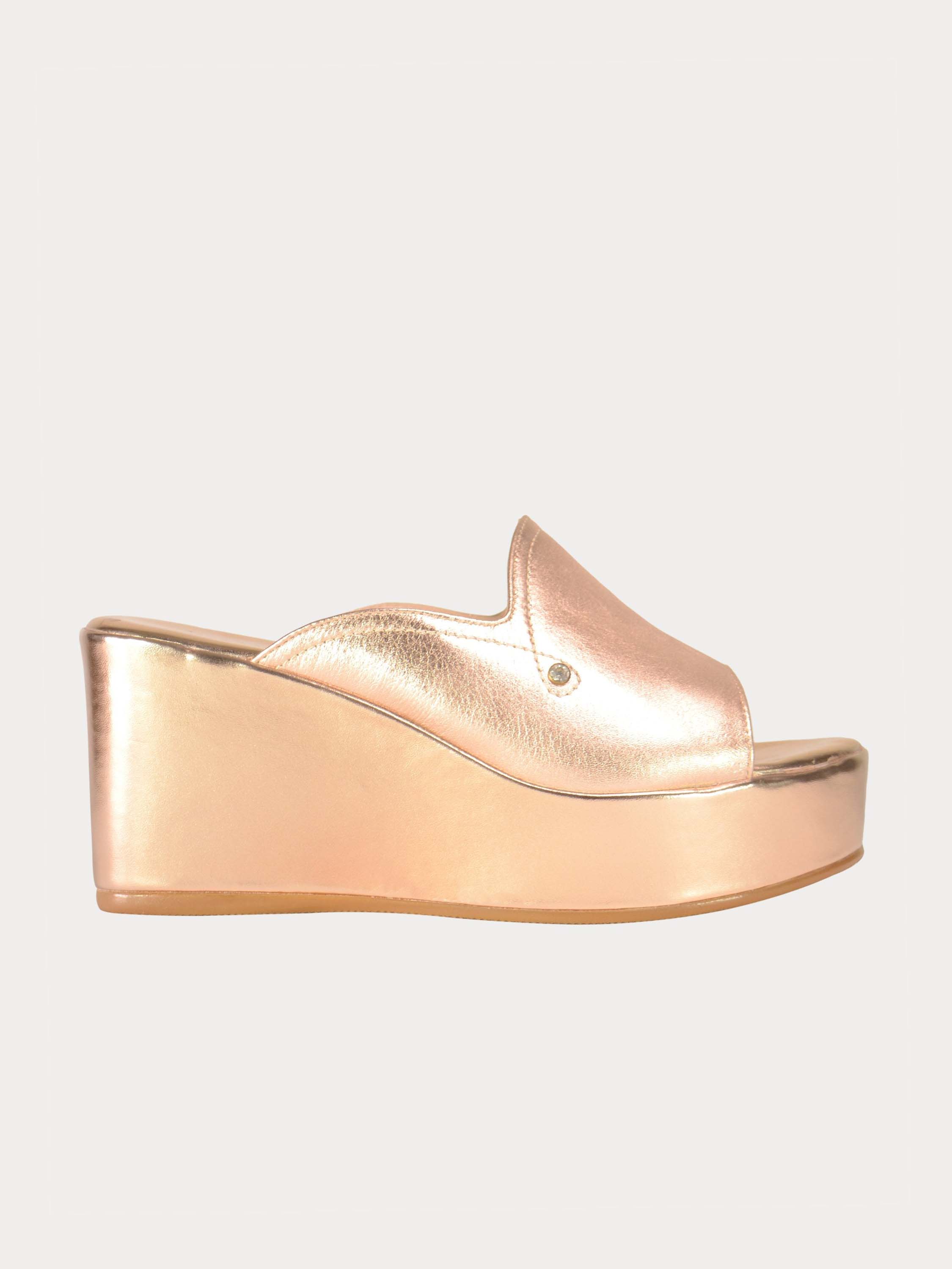 Josef Seibel Shiny Leather Wedges #color_rose gold