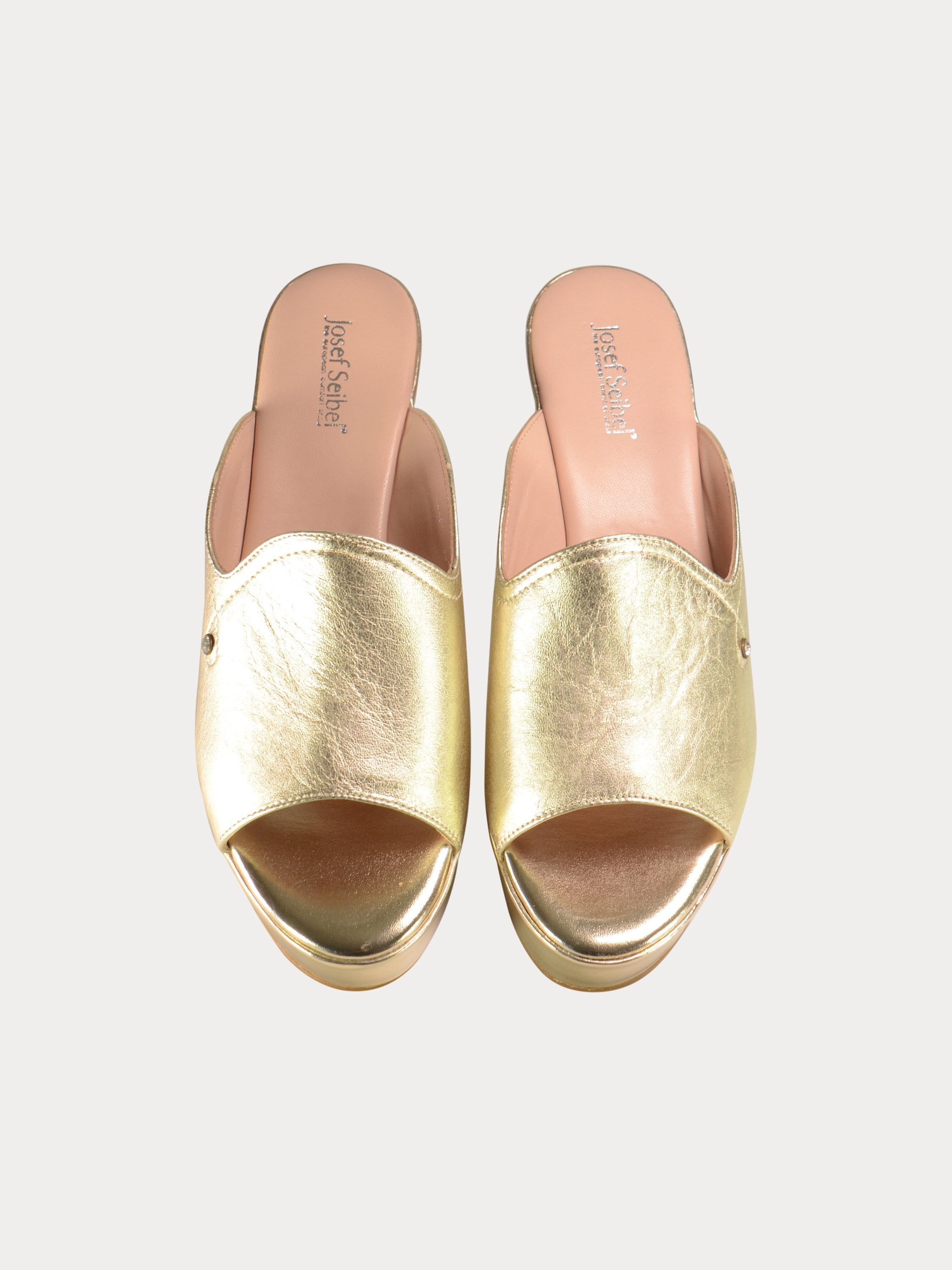 Josef Seibel Shiny Leather Wedges #color_Gold