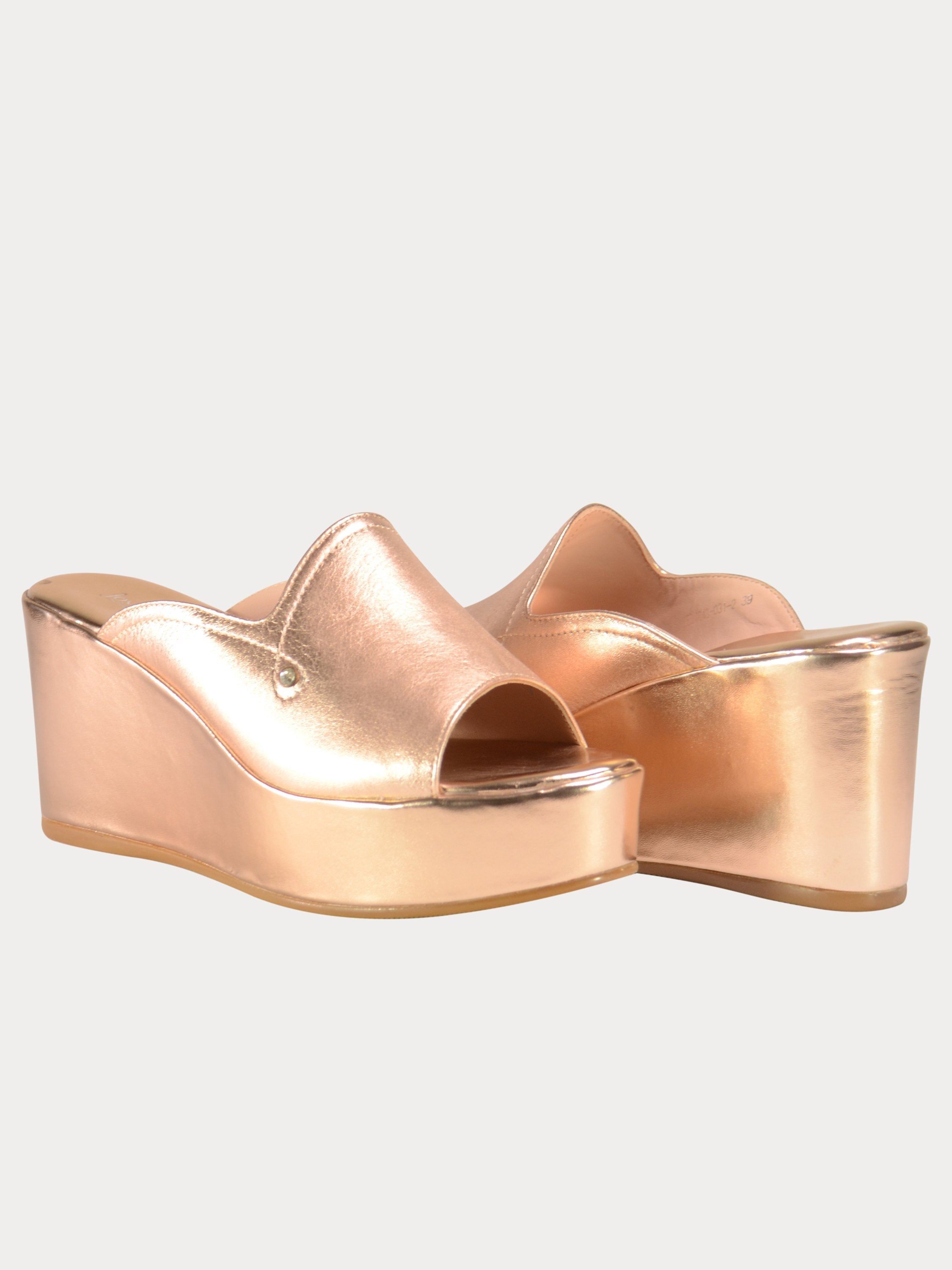 Josef Seibel Shiny Leather Wedges #color_rose gold