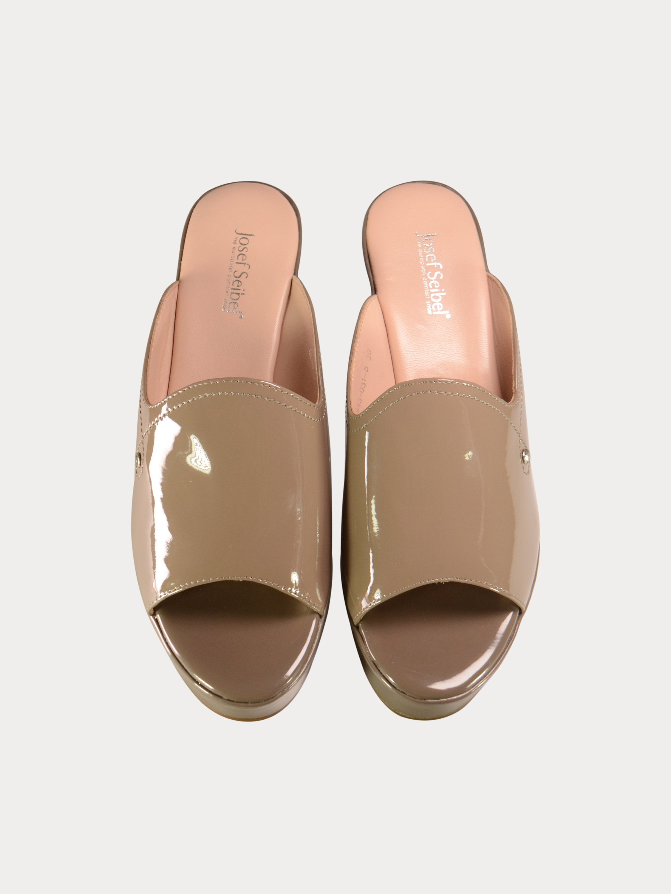 Josef Seibel Shiny Leather Wedges #color_Brown