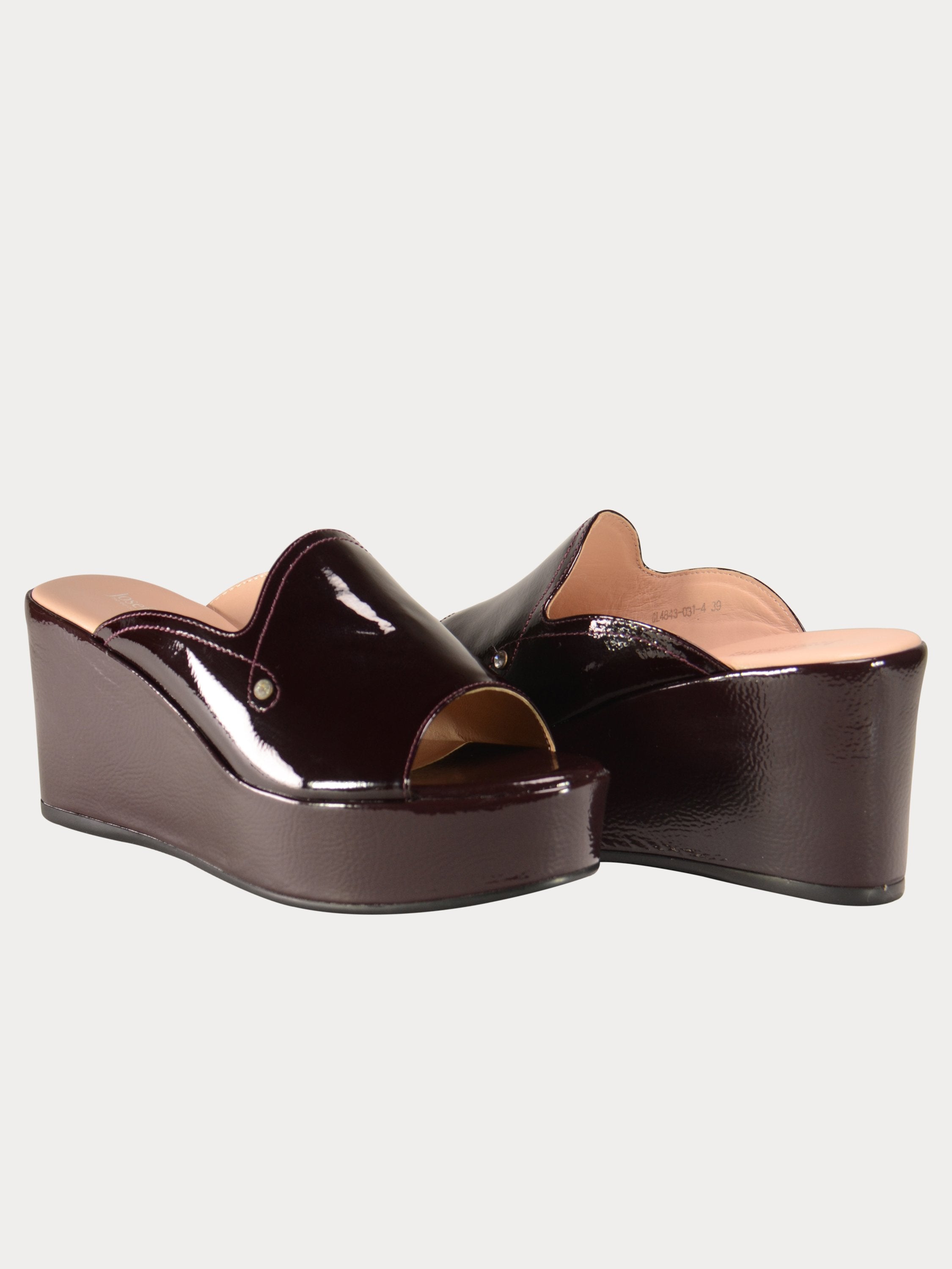 Josef Seibel Shiny Leather Wedges #color_Maroon
