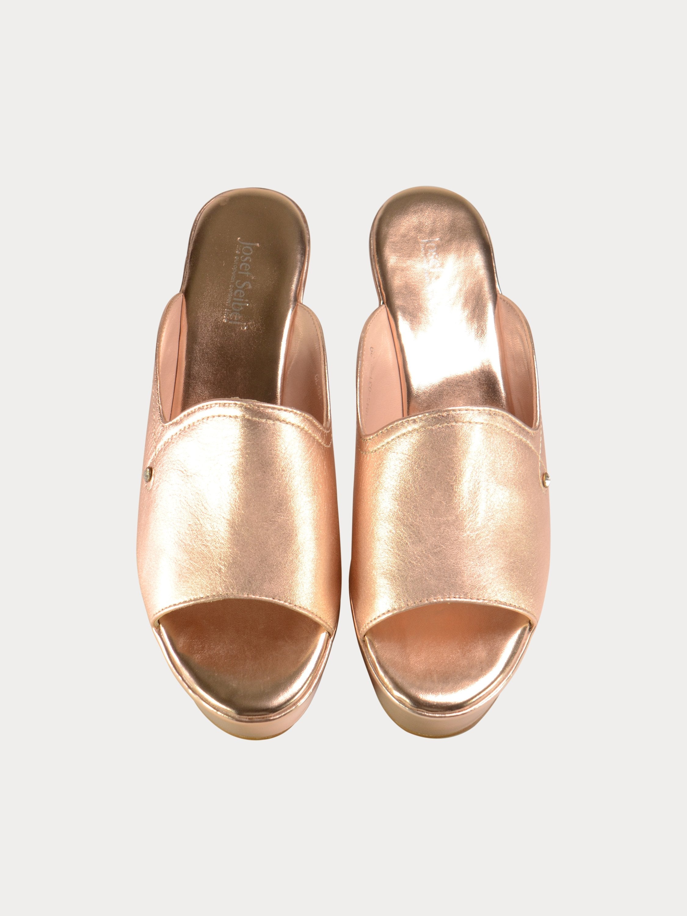 Josef Seibel Shiny Leather Wedges #color_rose gold