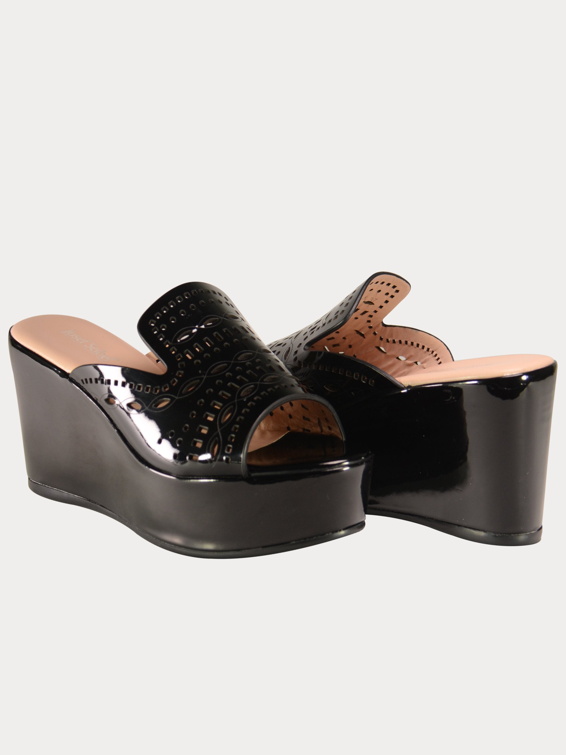 Josef Seibel Toile Platform Leather Sandals #color_Black