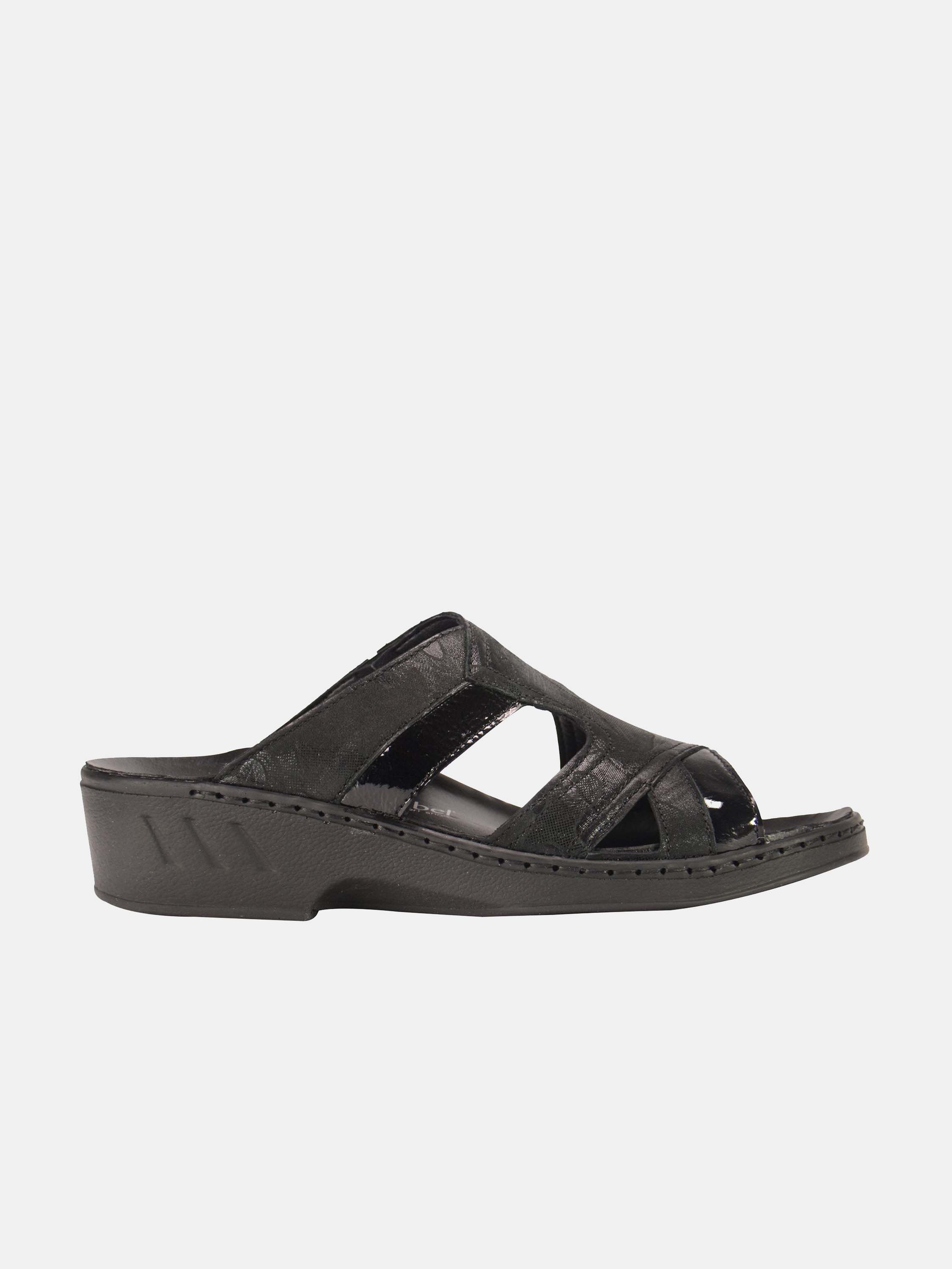 Josef Seibel Women Cammo Print Slider Leather Sandals #color_Black