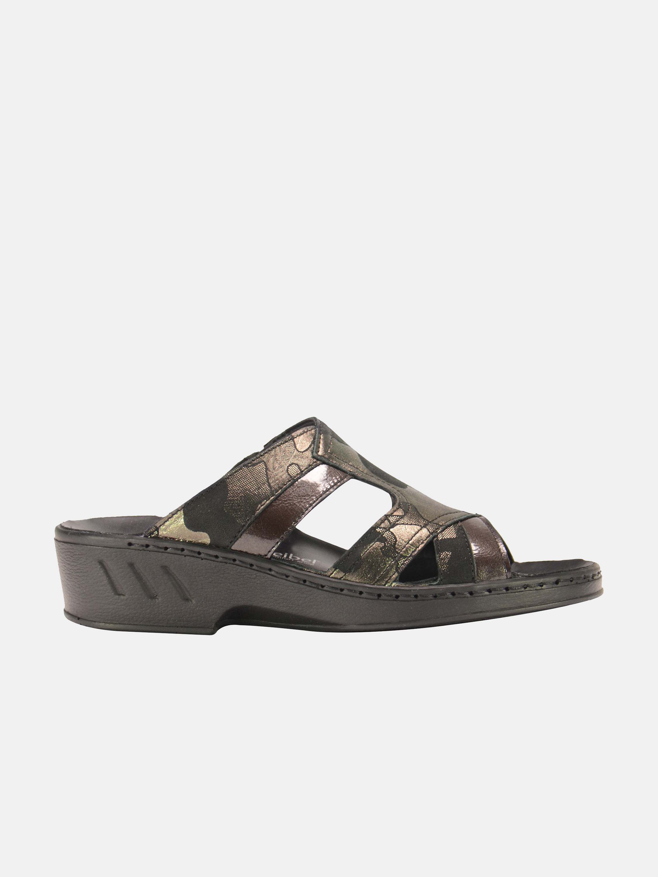 Josef Seibel Women Cammo Print Slider Leather Sandals #color_Brown