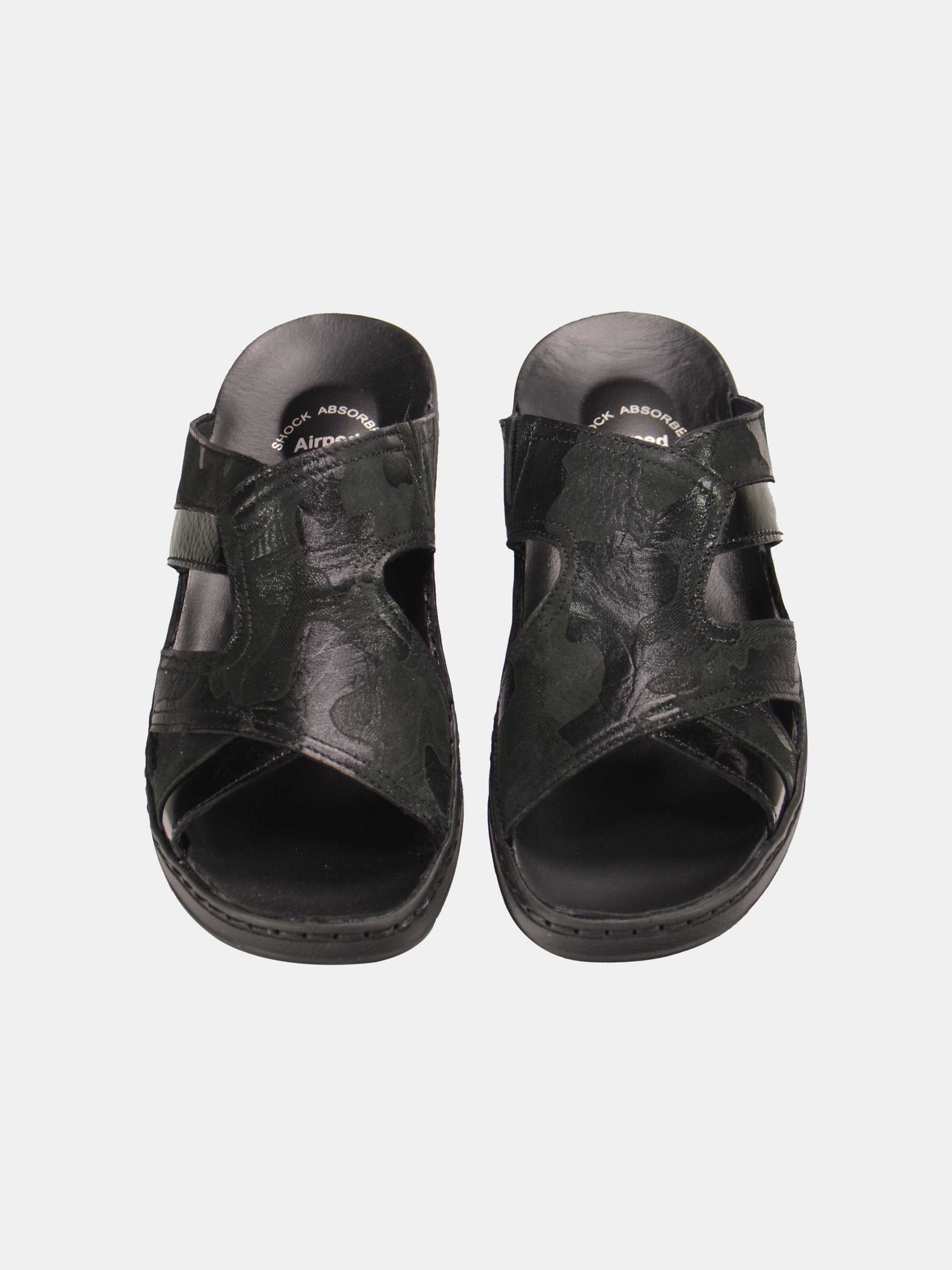Josef Seibel Women Cammo Print Slider Leather Sandals #color_Black