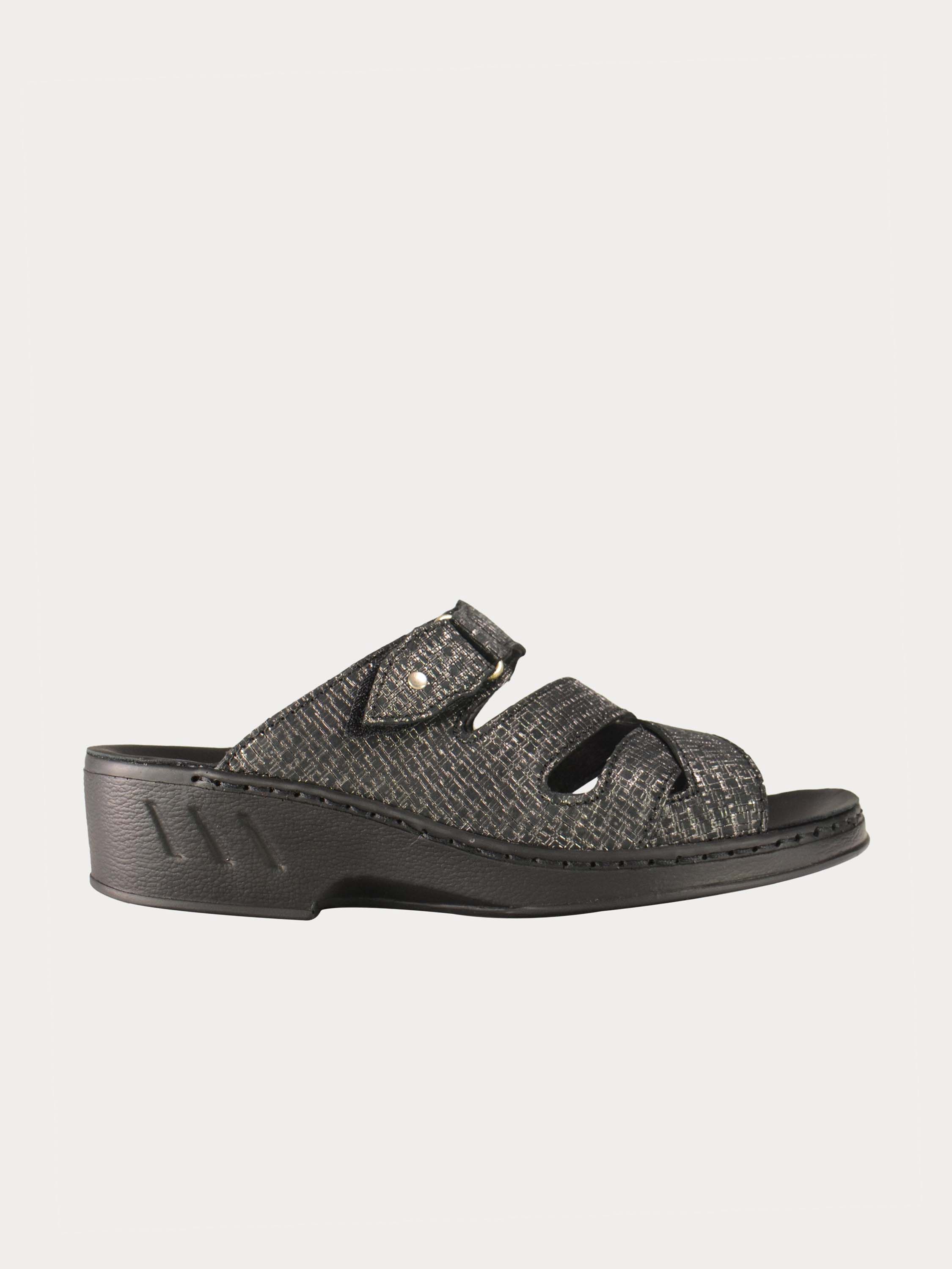 Josef Seibel Women Casual Slider Leather Sandals #color_Black