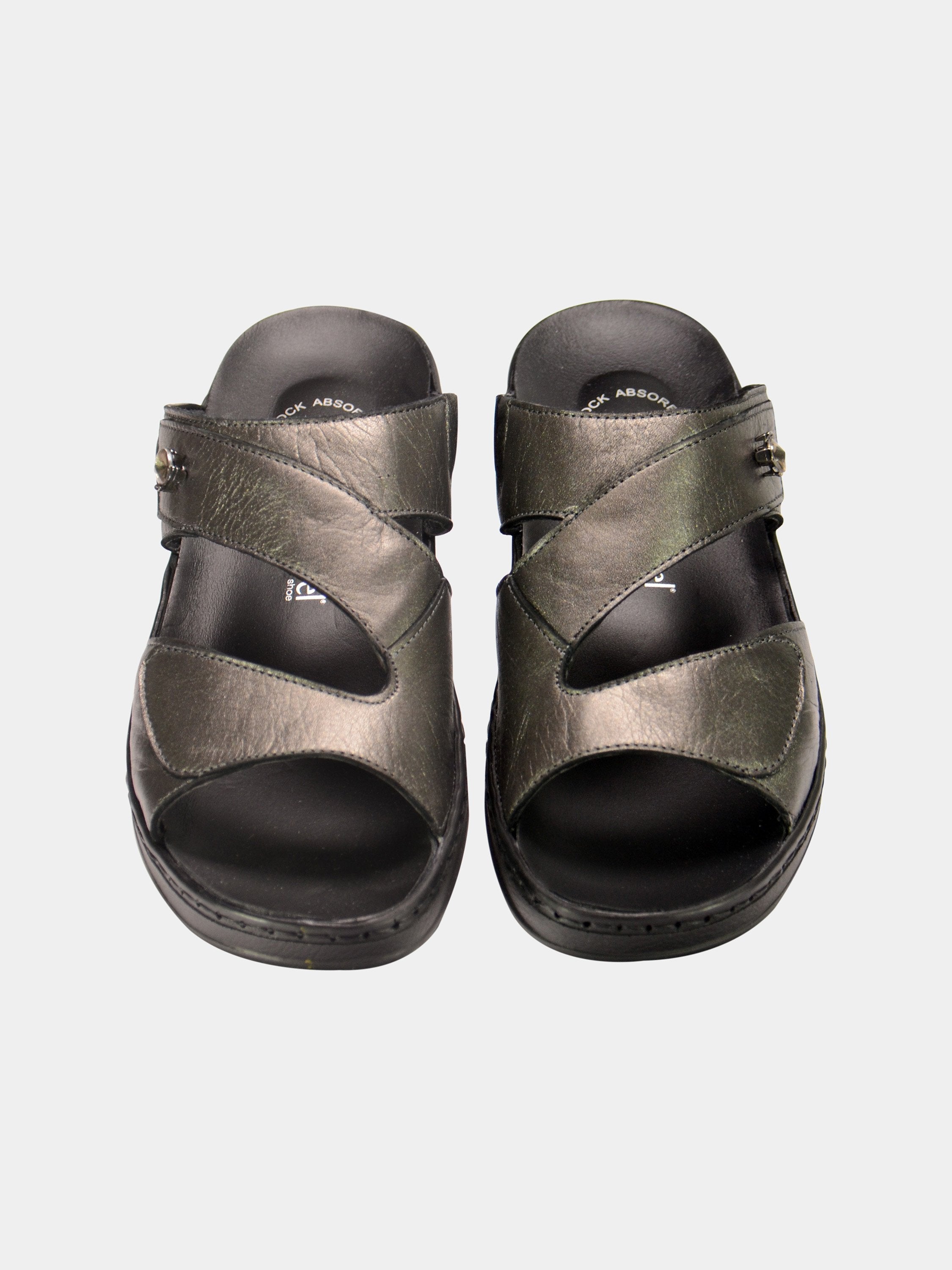 Josef Seibel Women Double Strap Slider Leather Sandals #color_Gray