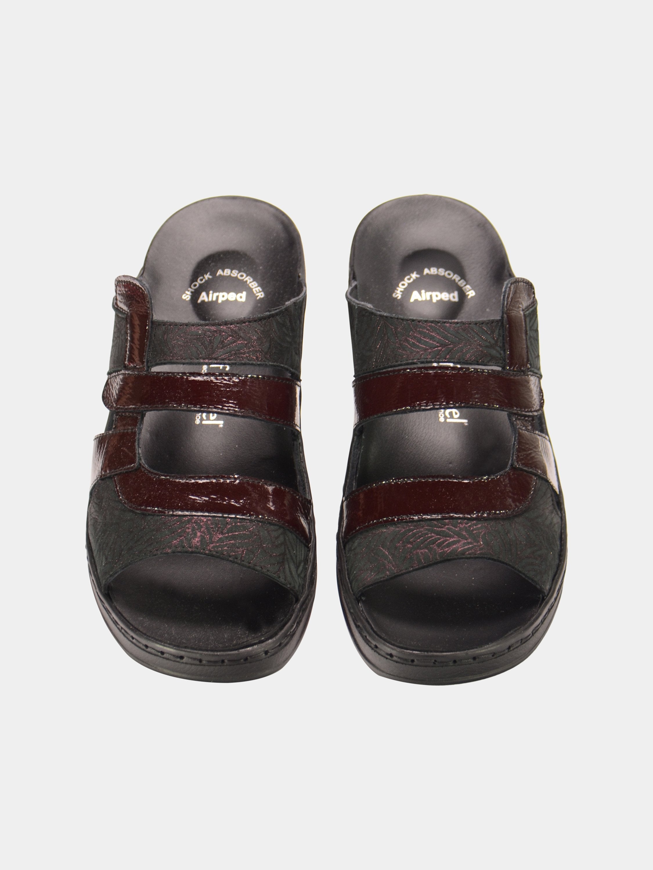 Josef Seibel Women Patent Strap Slider Leather Sandals #color_Maroon