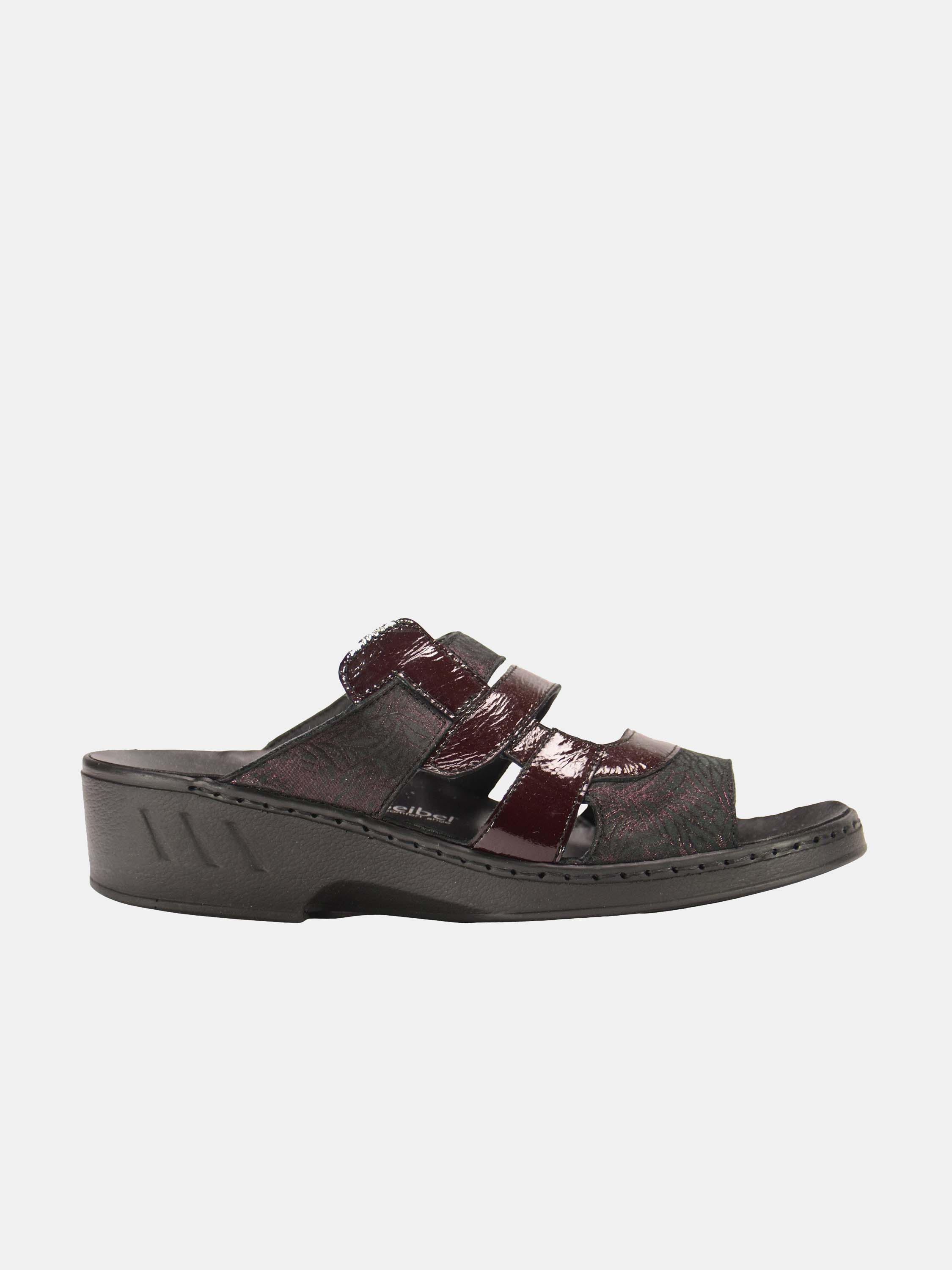 Josef Seibel Women Patent Strap Slider Leather Sandals #color_Maroon