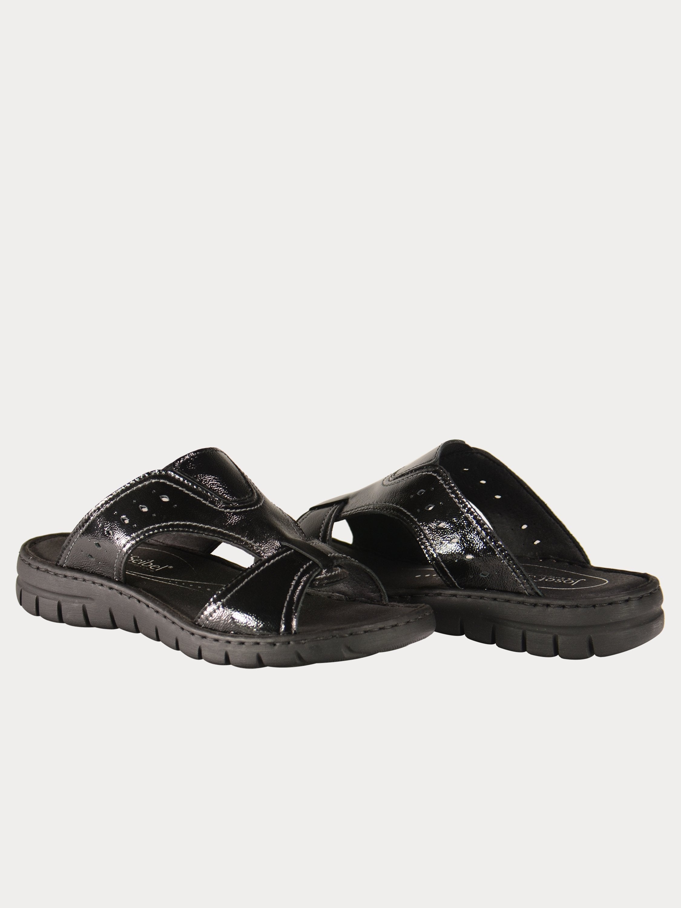 Josef Seibel Women Slider Leather Sandals #color_Black