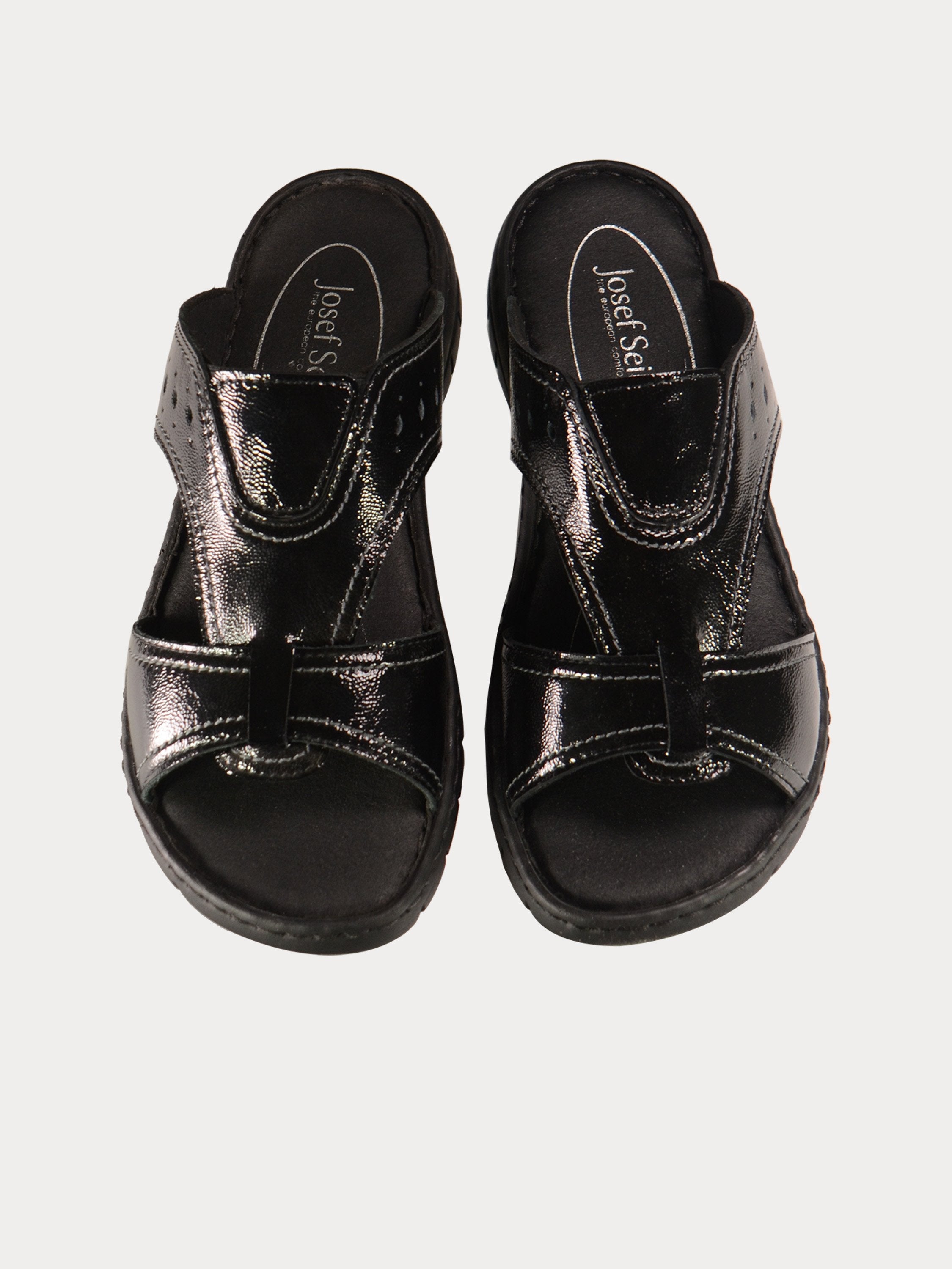 Josef Seibel Women Slider Leather Sandals #color_Black