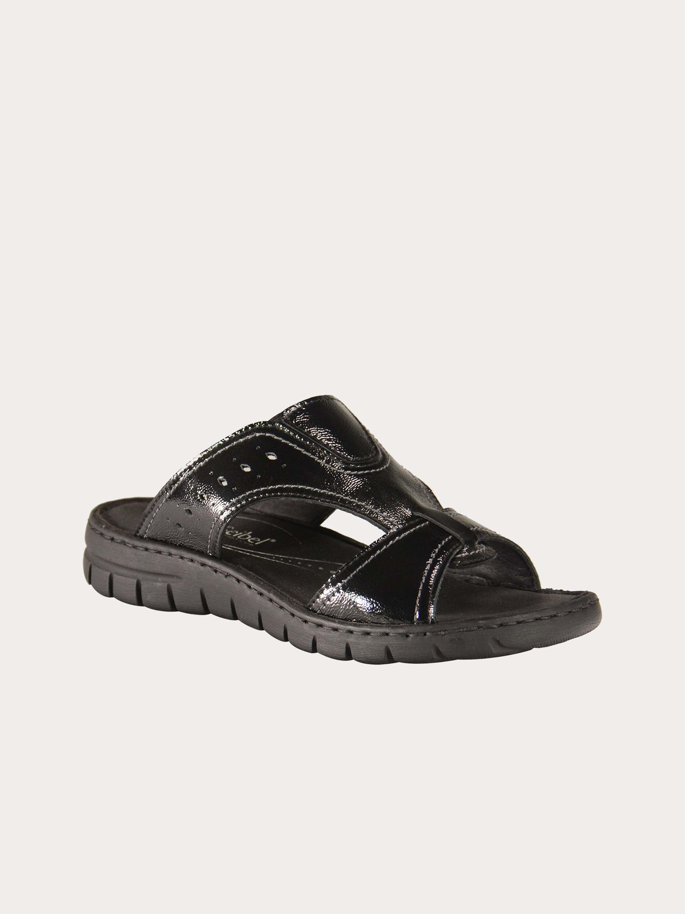 Josef Seibel Women Slider Leather Sandals #color_Black