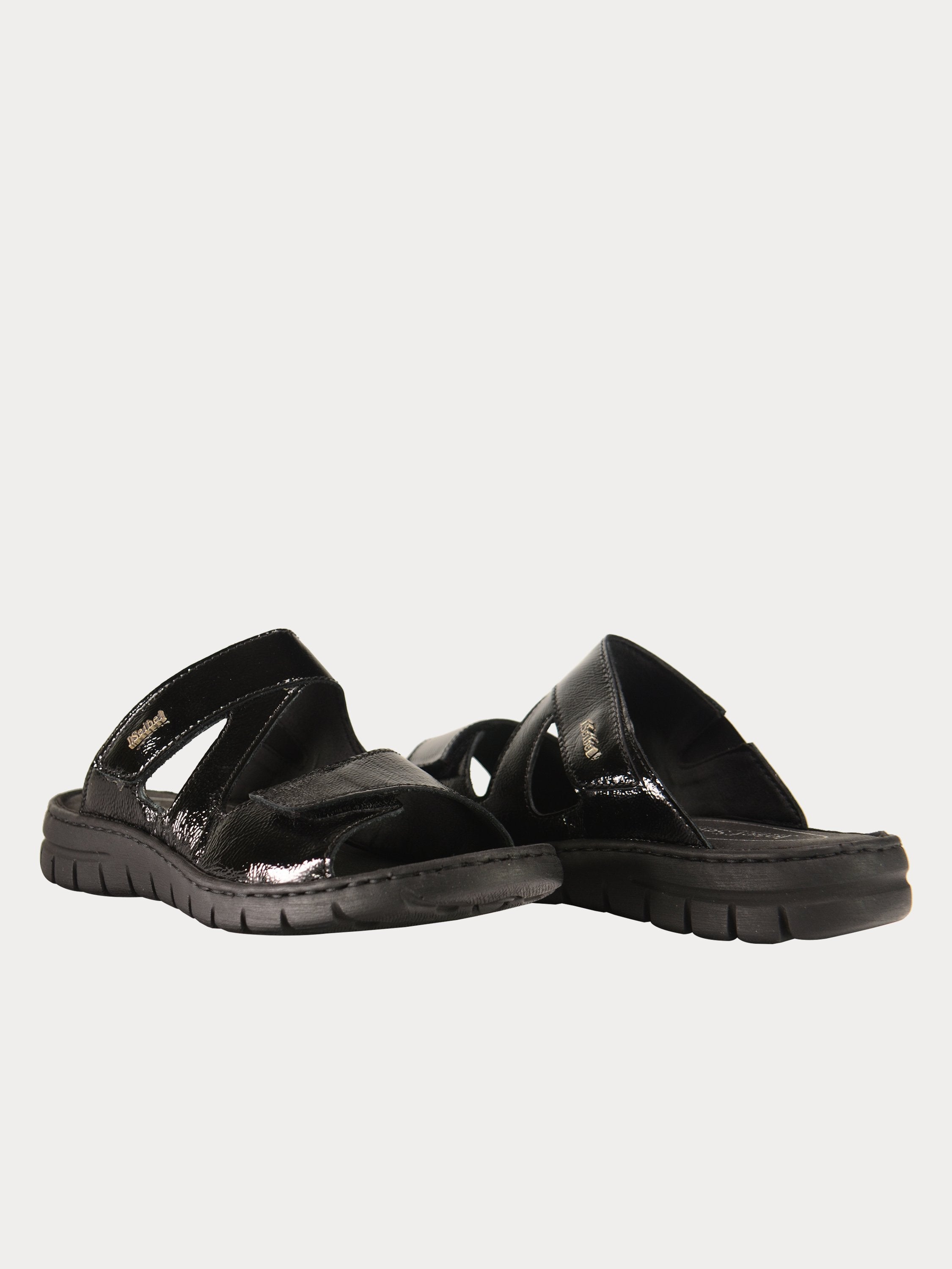 Josef Seibel Women Slider Patent Black Sandals #color_Black