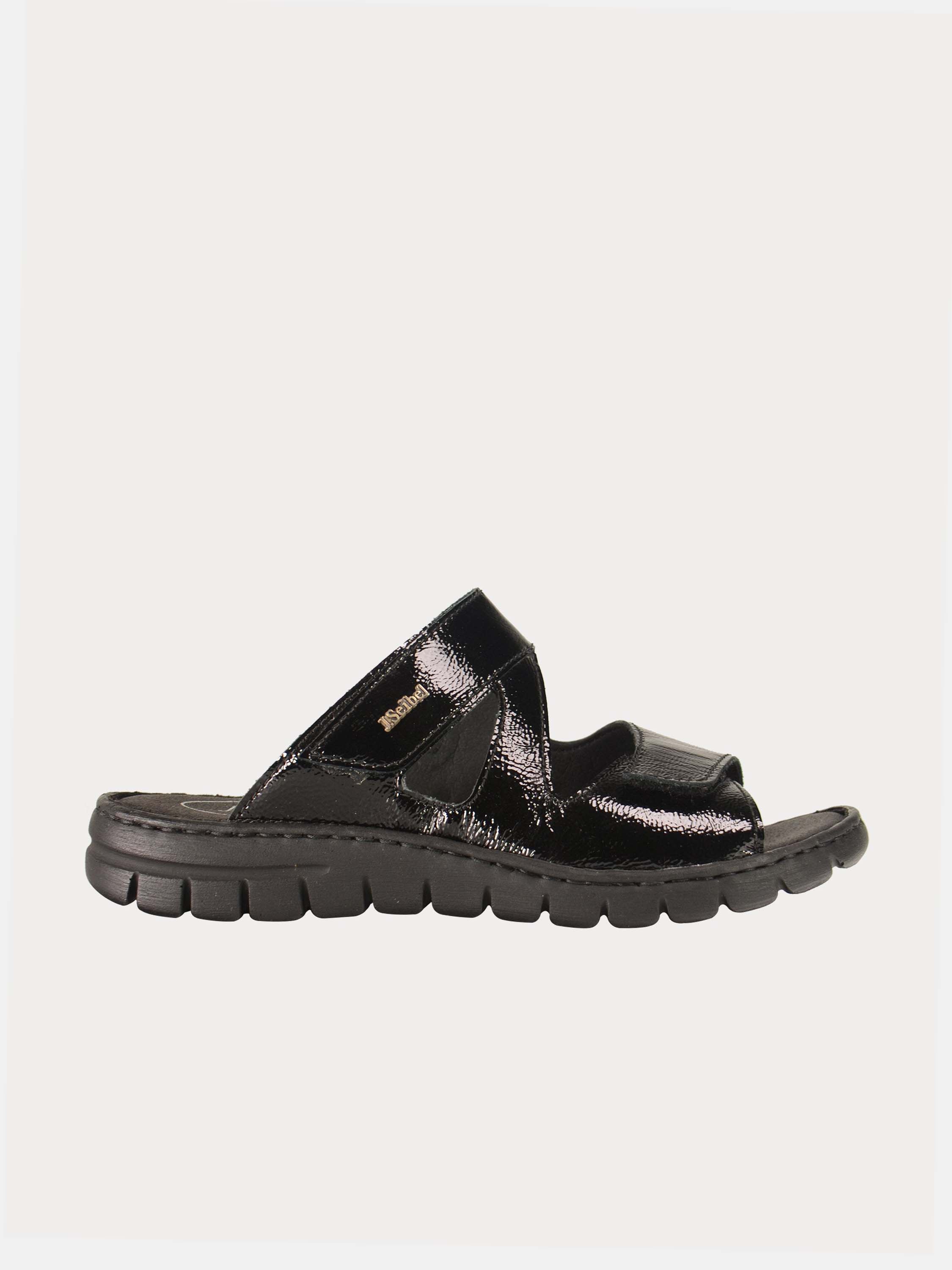 Josef Seibel Women Slider Patent Black Sandals #color_Black
