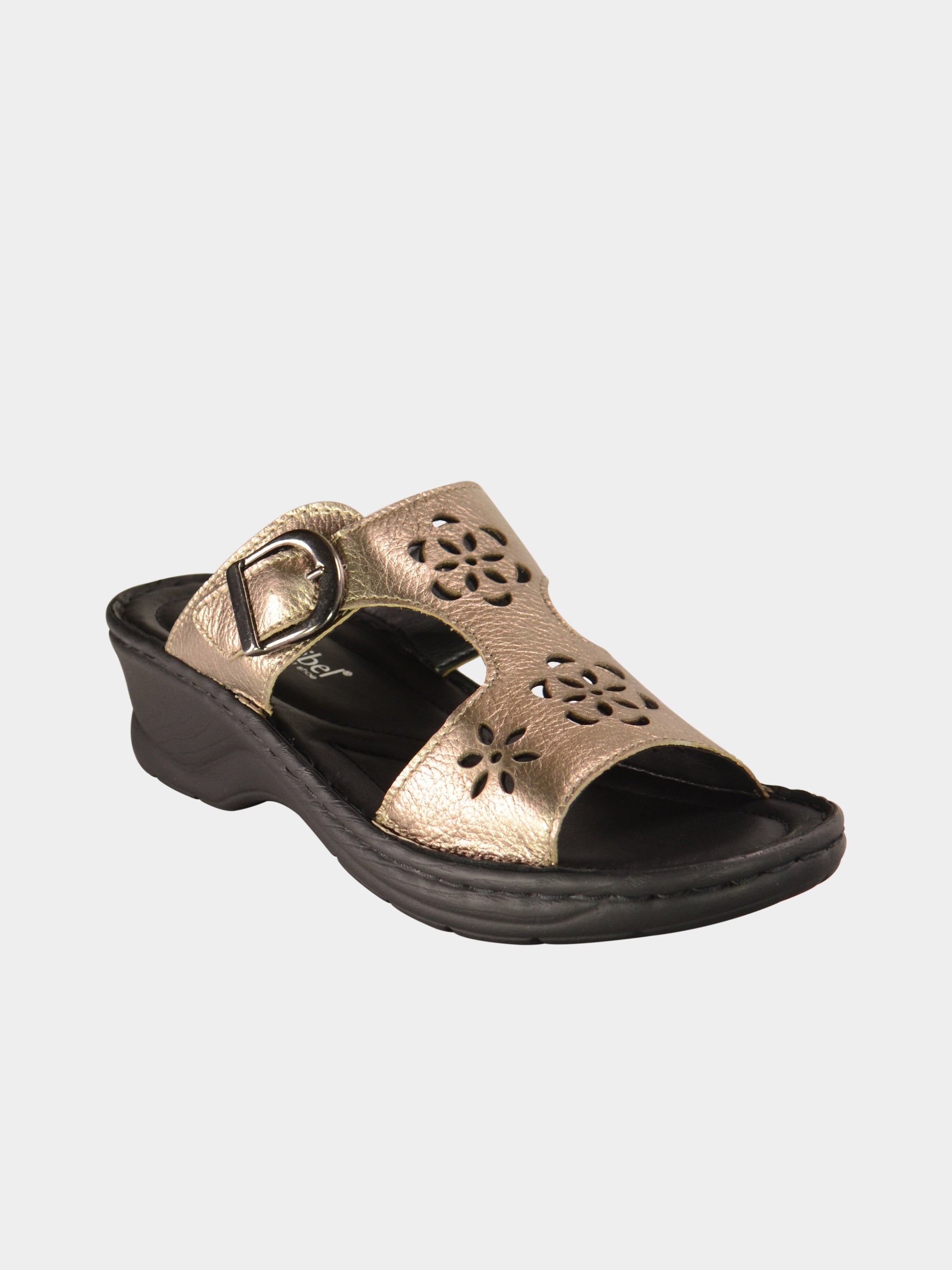 Josef Seibel Women Slider Sandals in Brown Leather #color_Brown