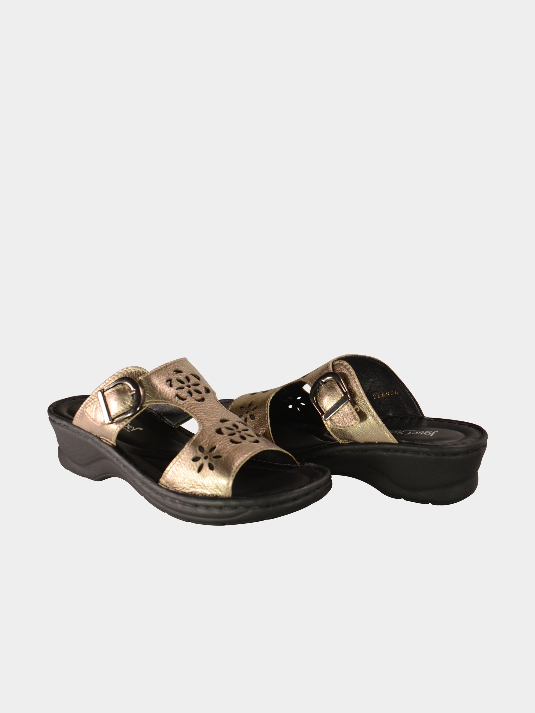 Josef Seibel Women Slider Sandals in Brown Leather #color_Brown